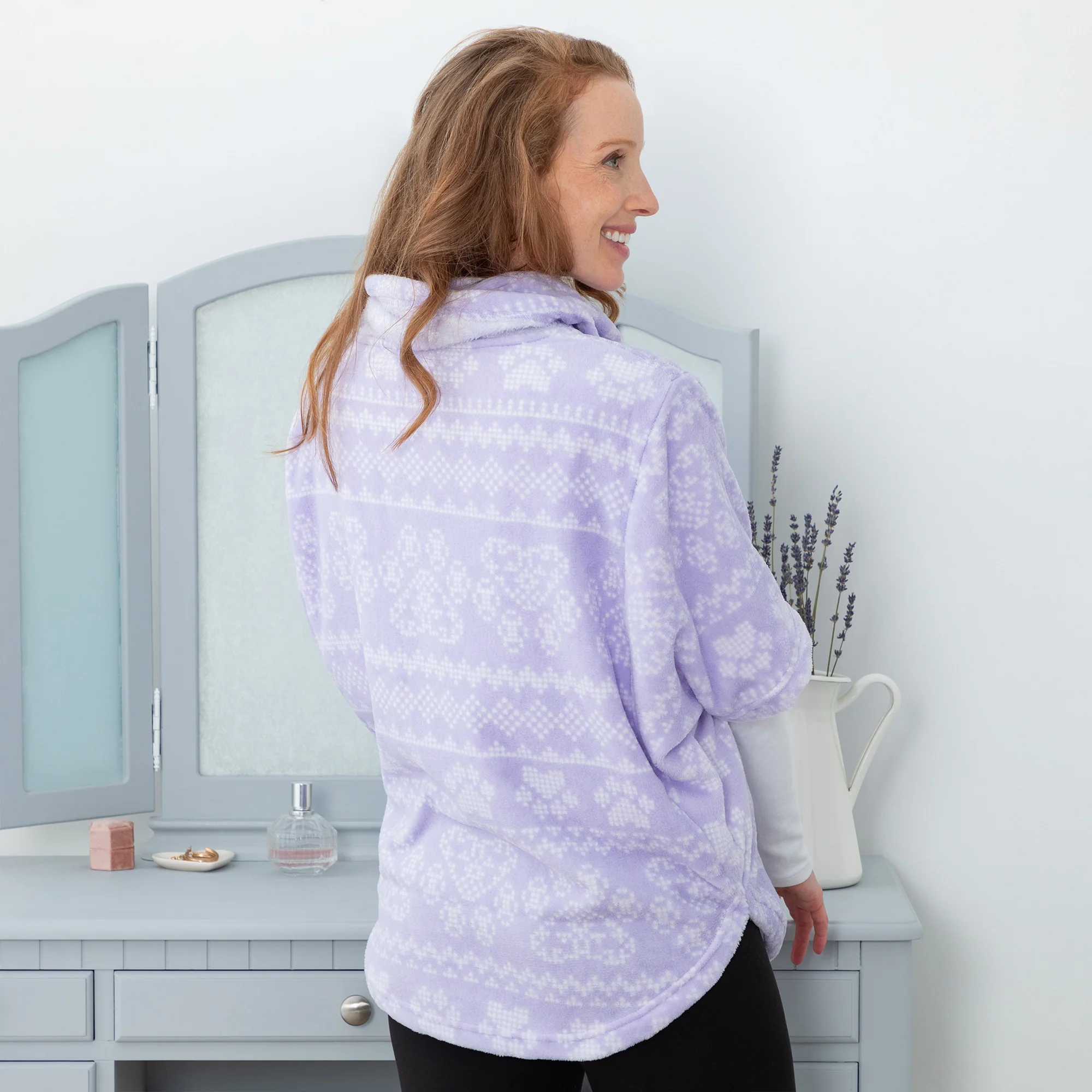 Super Cozy&trade; Needlepoint Heart Paws Cowl Neck Pullover - Image 7