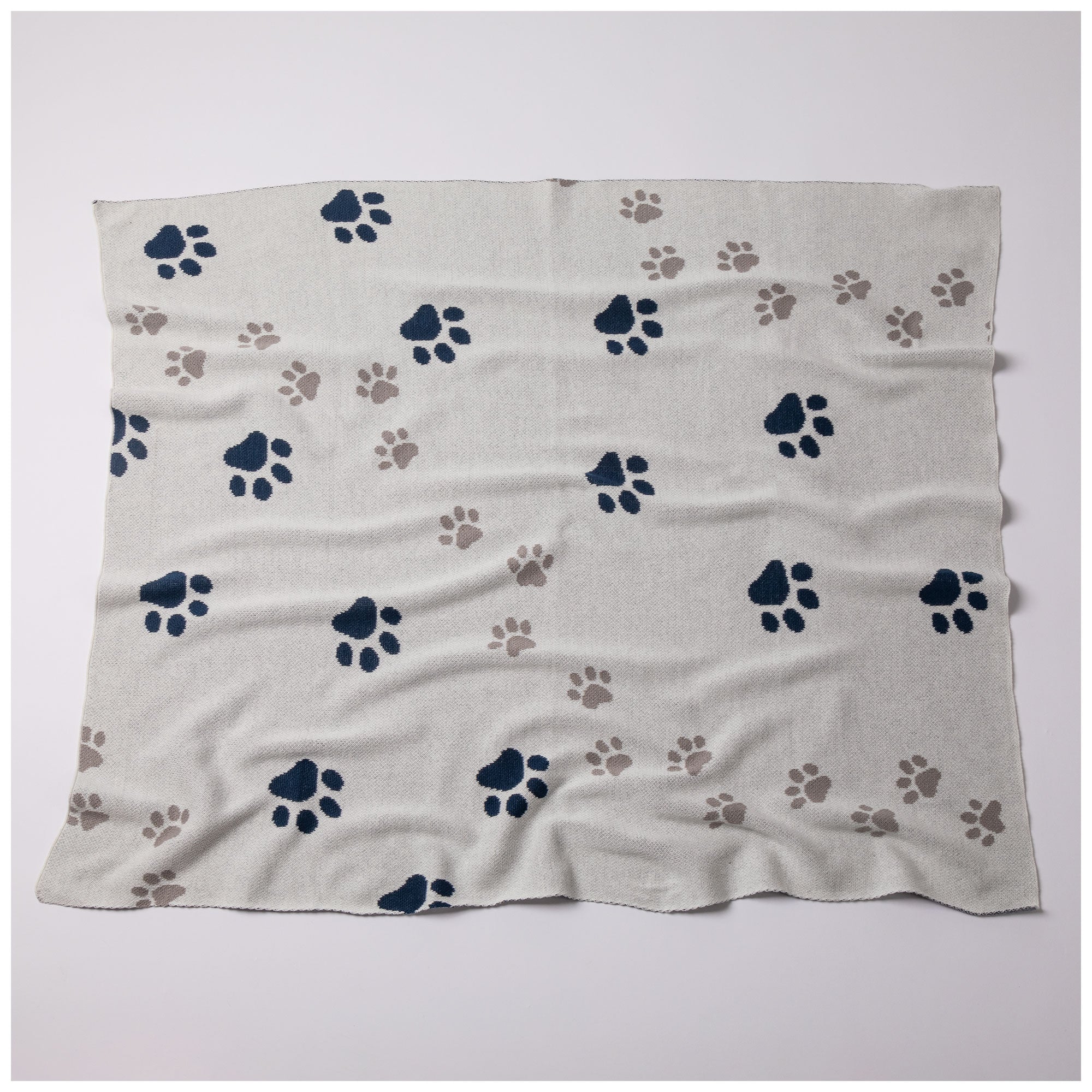 Paw Print Cotton Knit Throw - Image 3