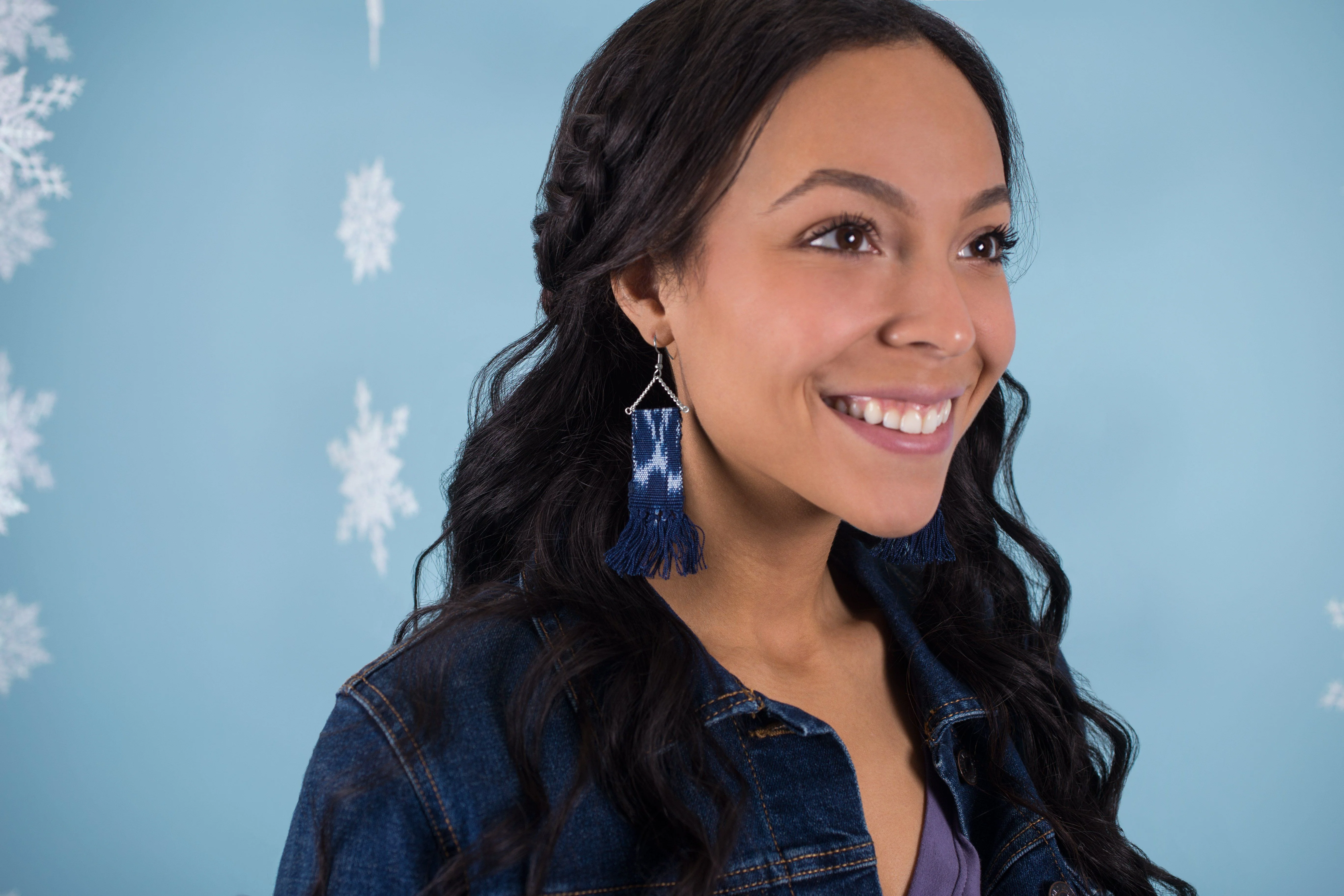 Woven Ikat Fringe Earrings - Image 3
