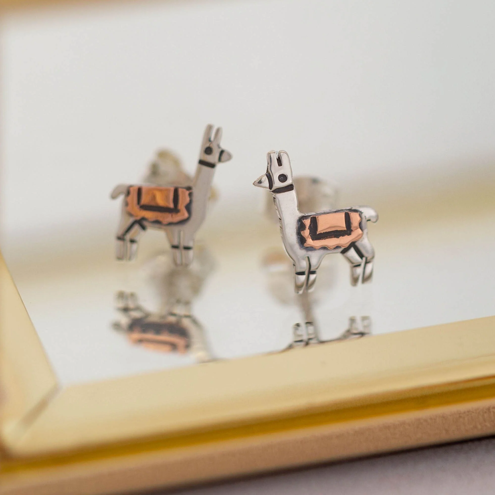 Llama Mixed Metal Post Earrings - Image 5