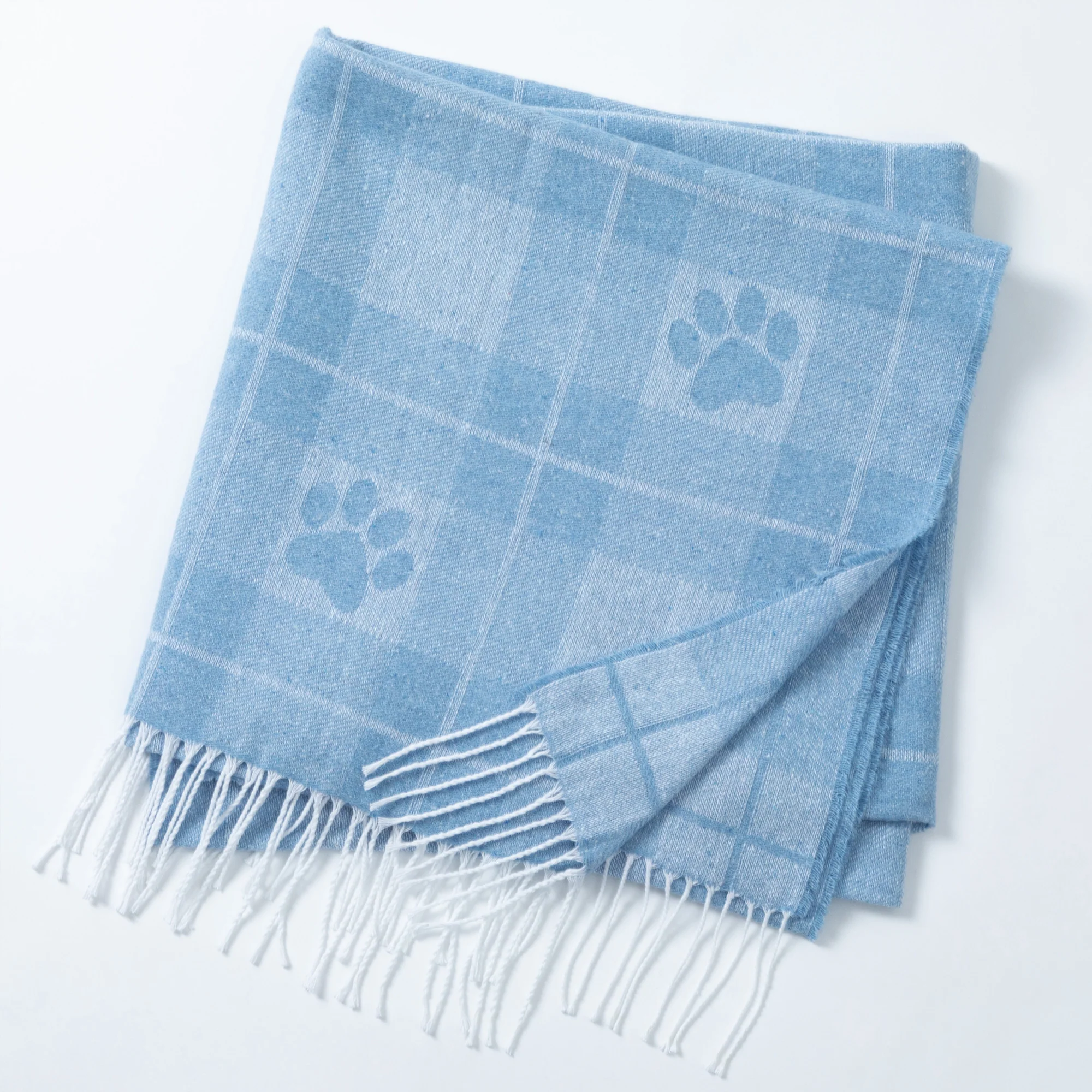 Paw Print Cotton Blend Throw Blanket with Fringe - 70” x 56” - Image 8