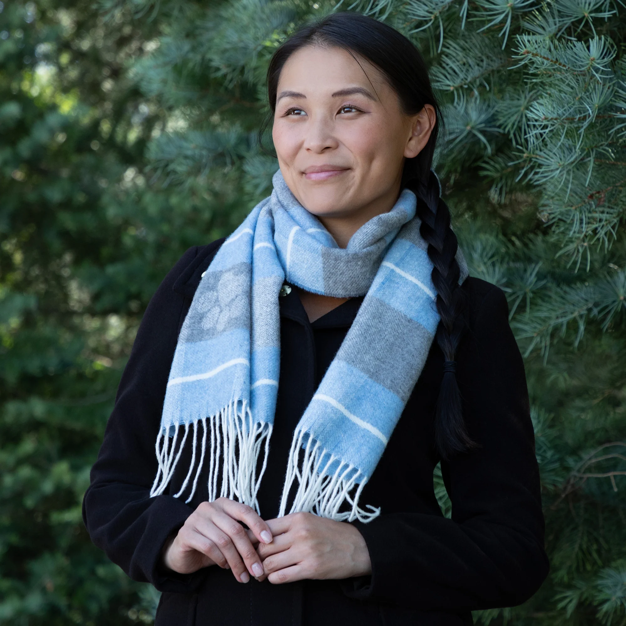 Paw Plaid Merino Wool & Cashmere Scarf - Image 12