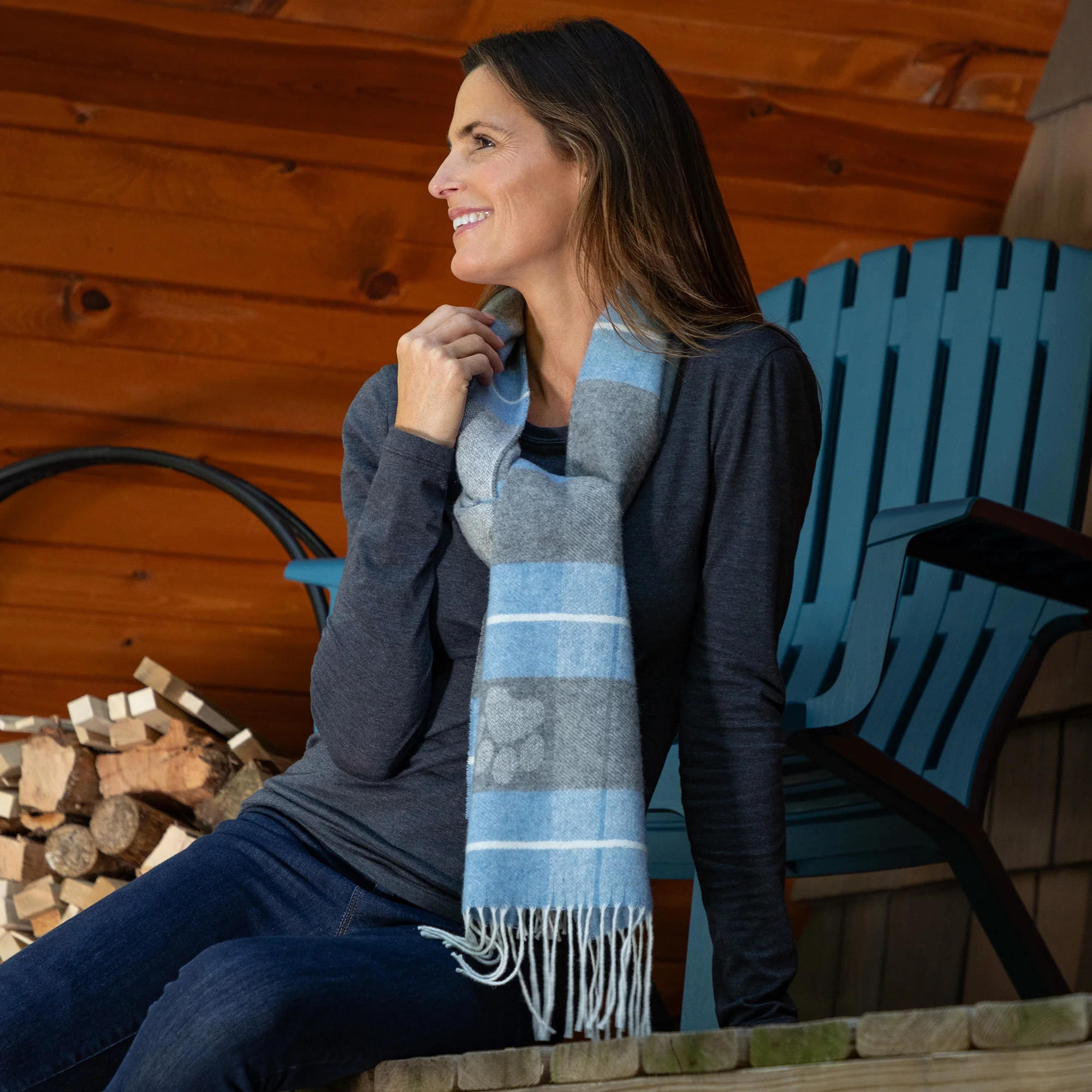 Paw Plaid Merino Wool & Cashmere Scarf - Image 13