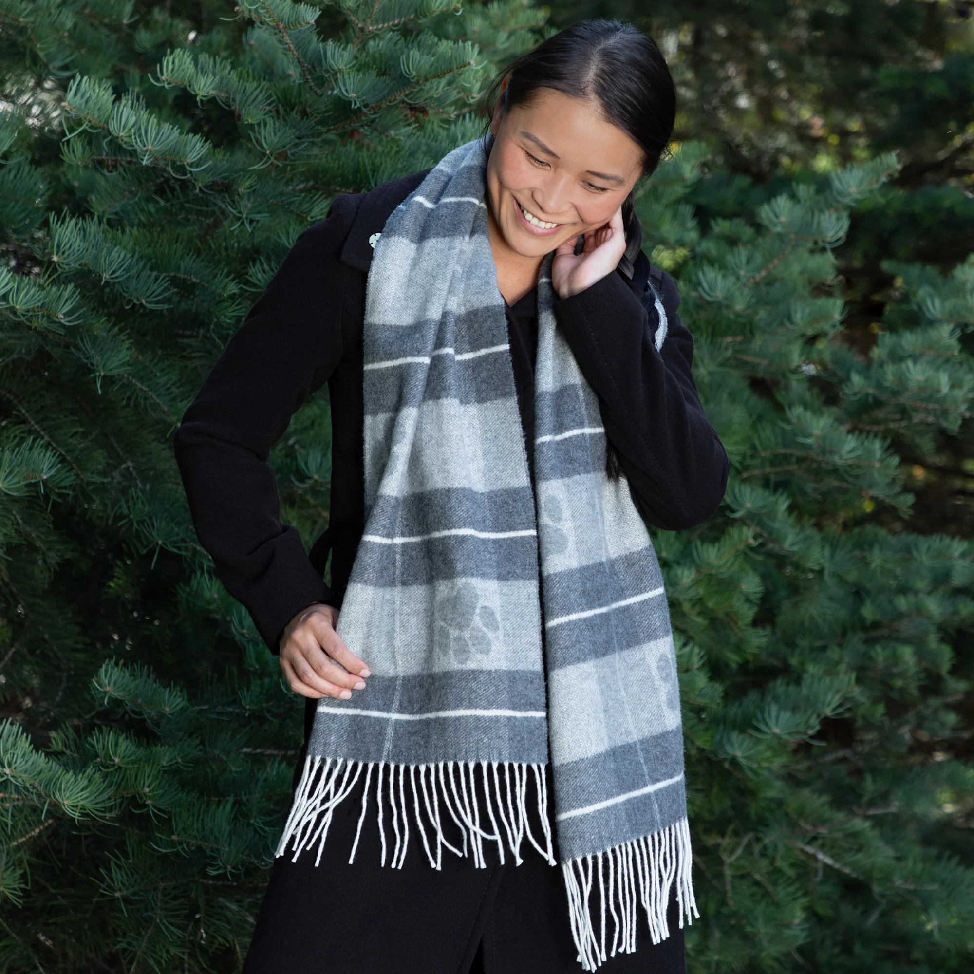Paw Plaid Merino Wool & Cashmere Scarf - Image 2