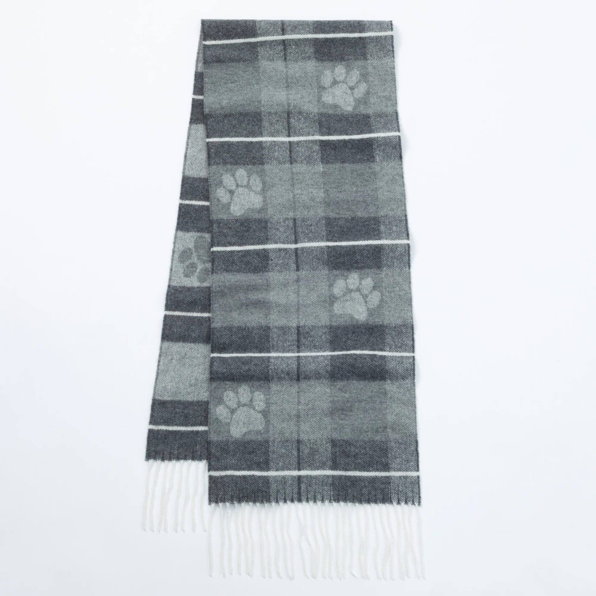 Paw Plaid Merino Wool & Cashmere Scarf - Image 6