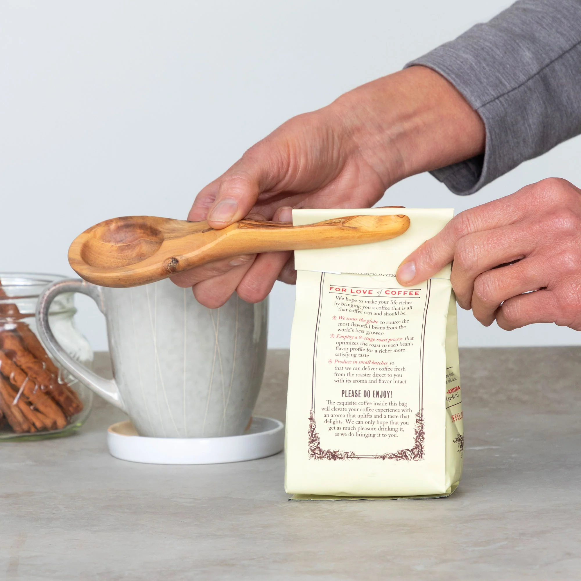 Coffee Root Wood Measuring Spoon & Clip - Image 4
