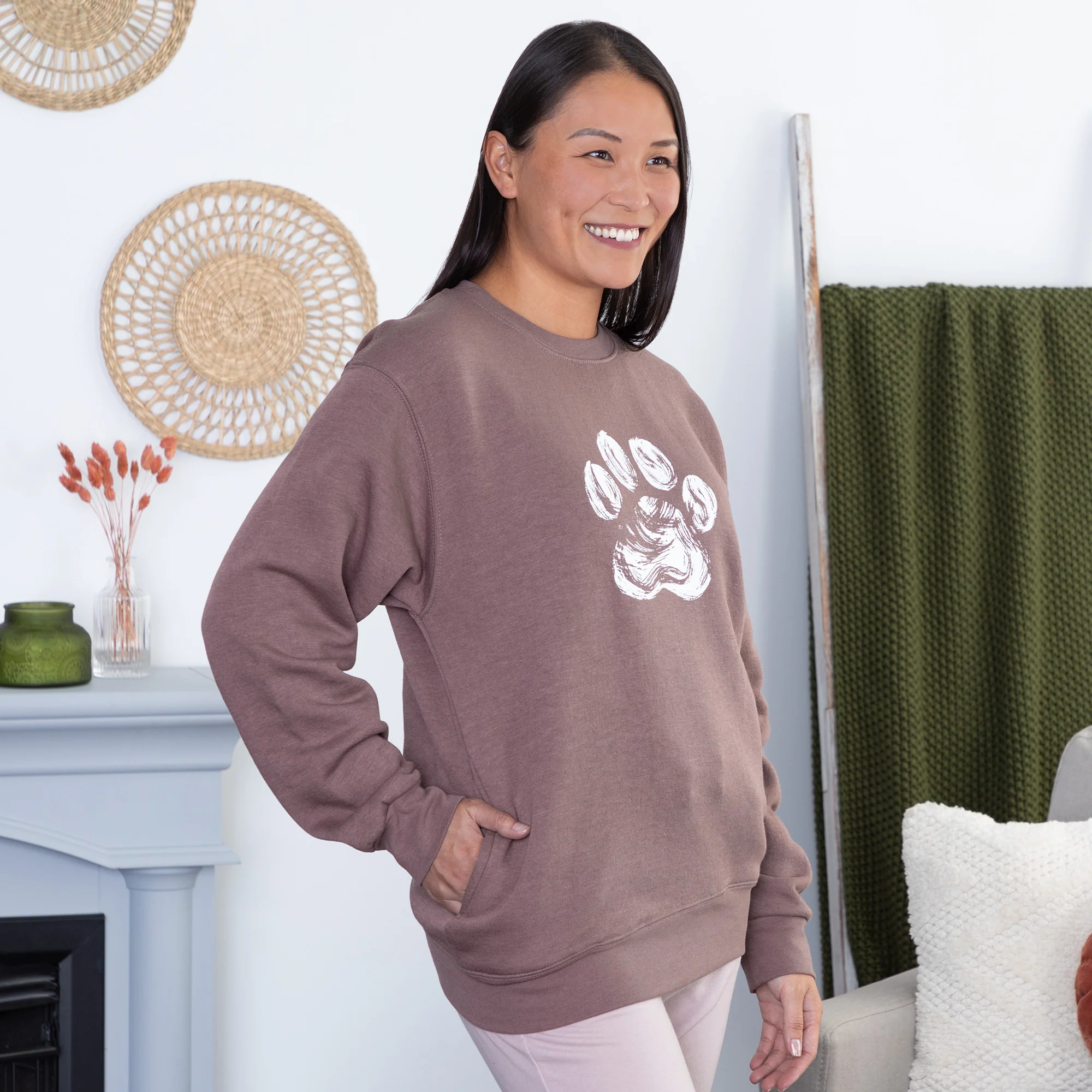 Brushed Paw Crew Sweatshirt with Side Pockets - Image 5