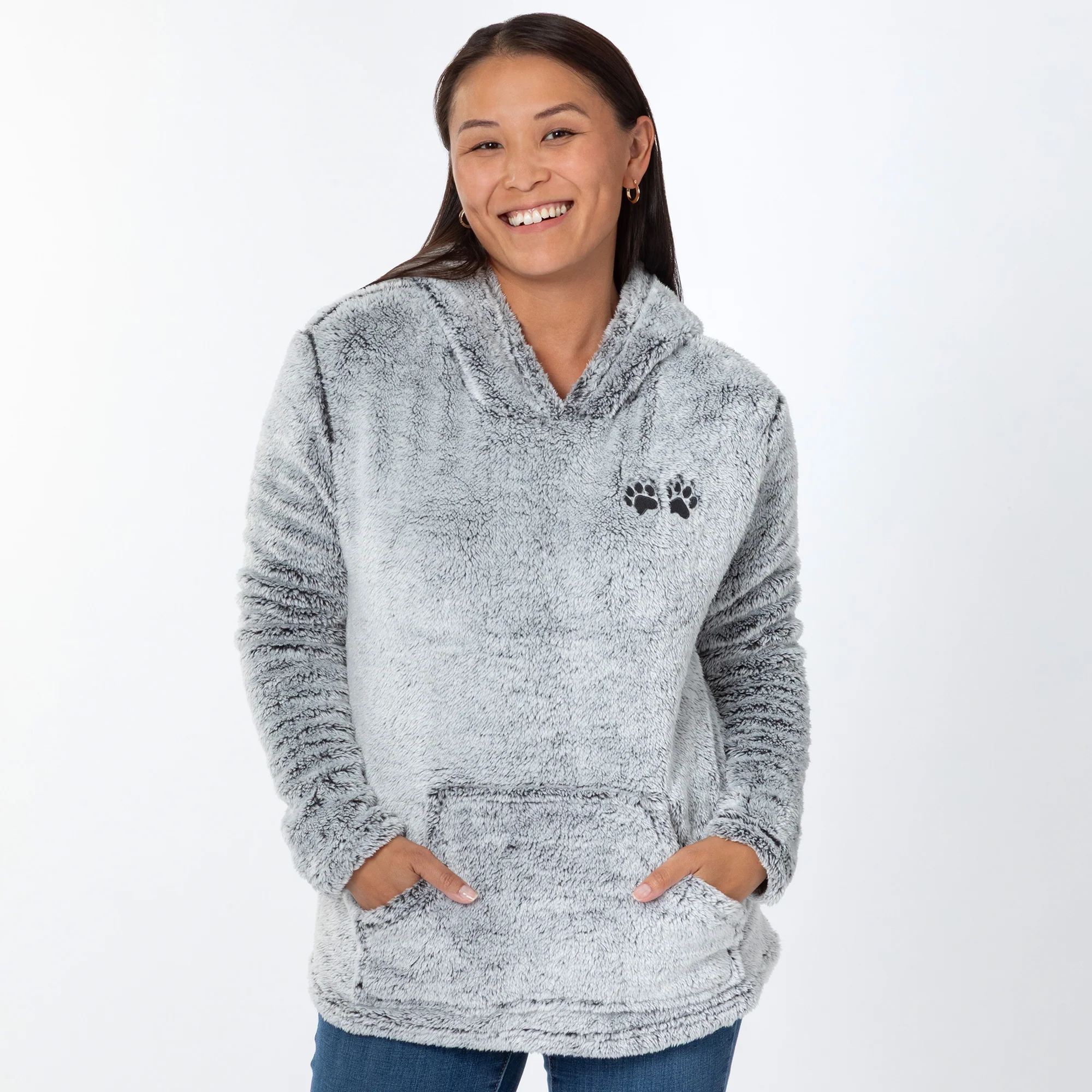 Embroidered Paws Pullover Fleece Hoodie - Image 16