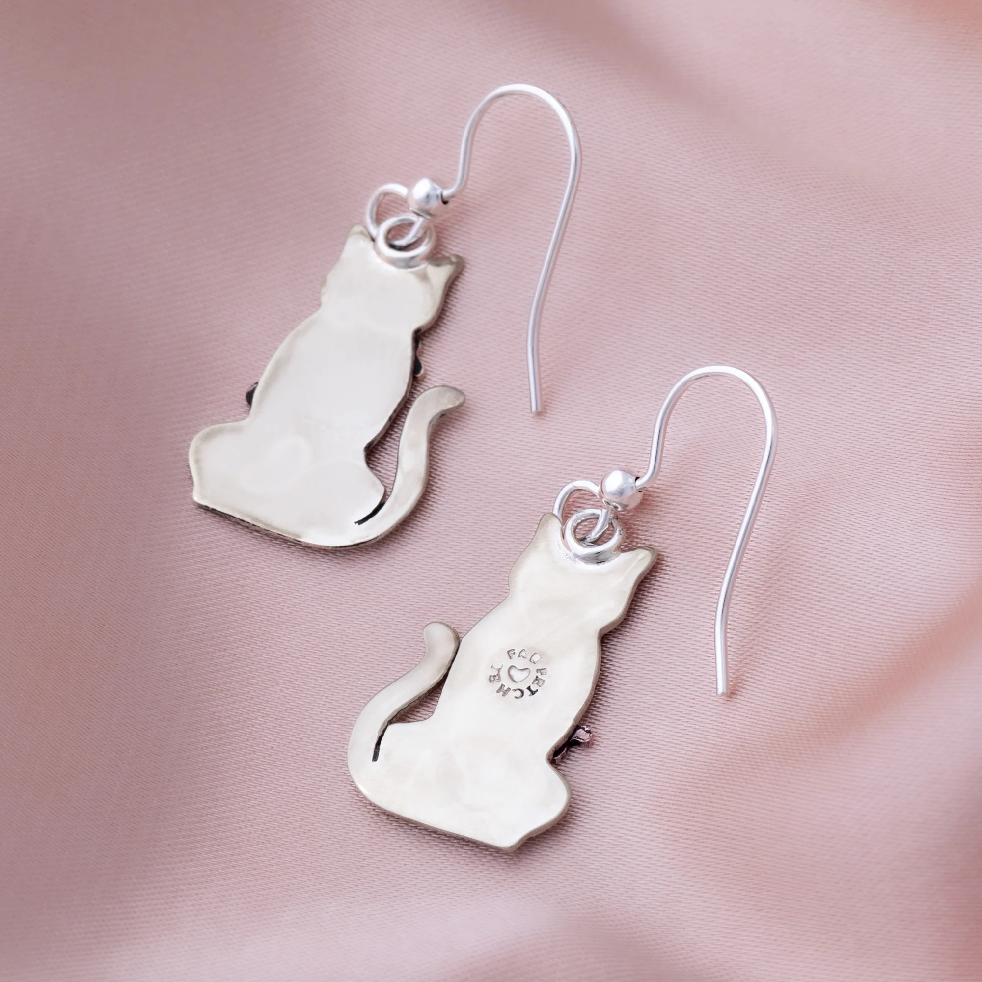 Cat & Daisies Mixed Metal Earrings - Image 2