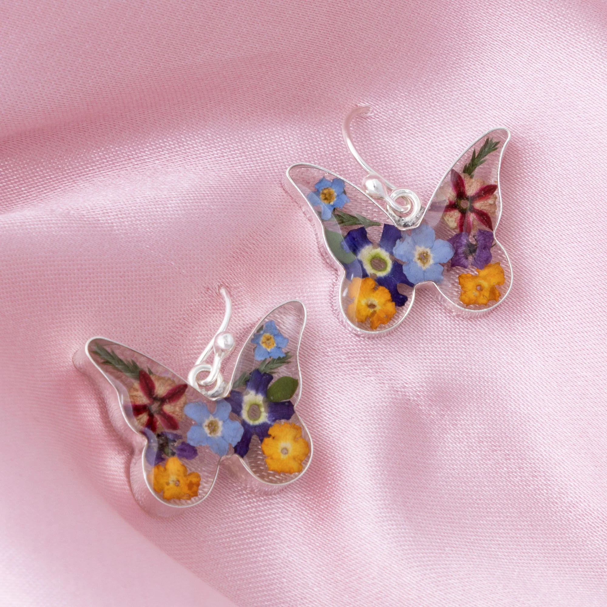 Real Flowers & Sterling Butterfly Earrings - Image 3