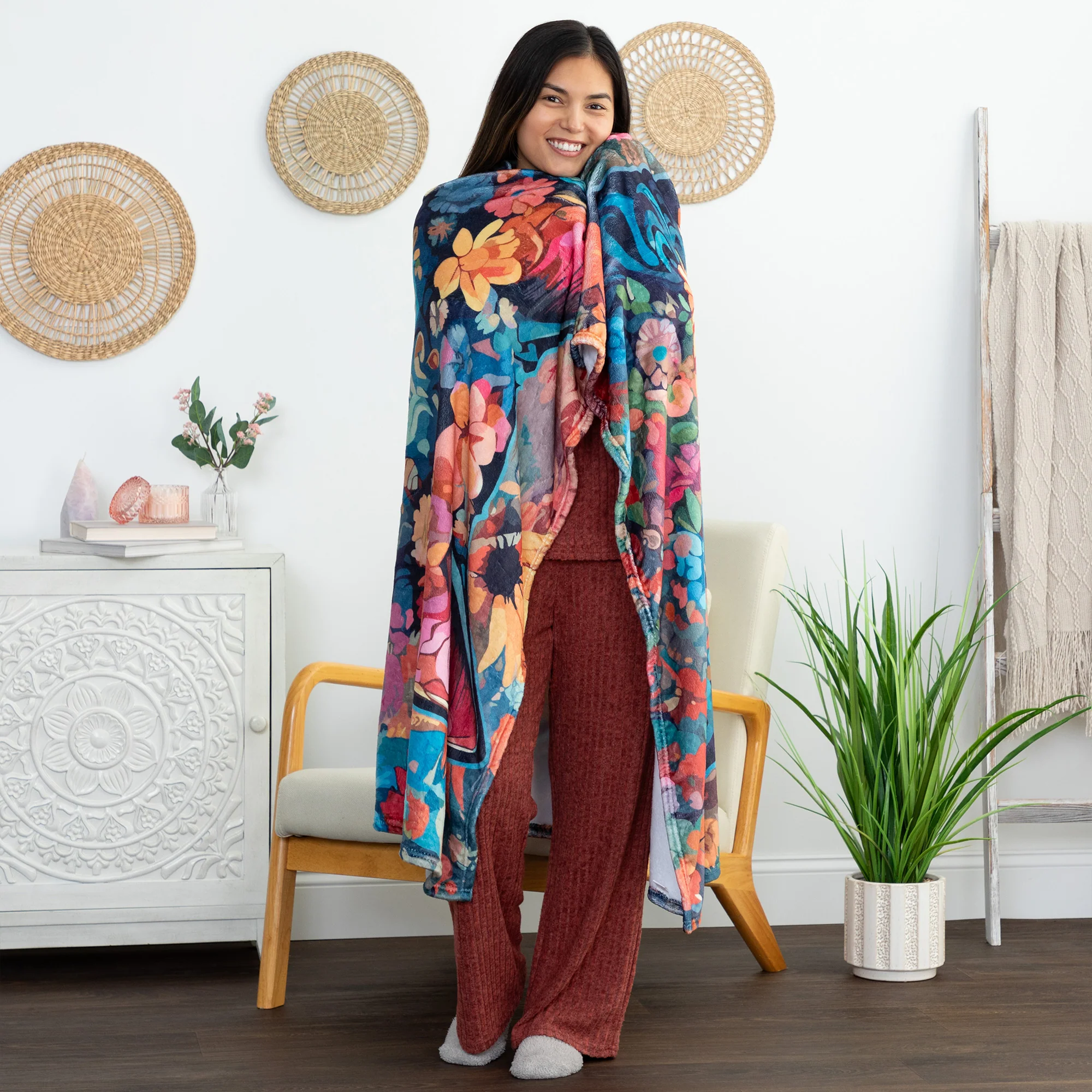 Hippie Cat Throw Blanket - Image 4