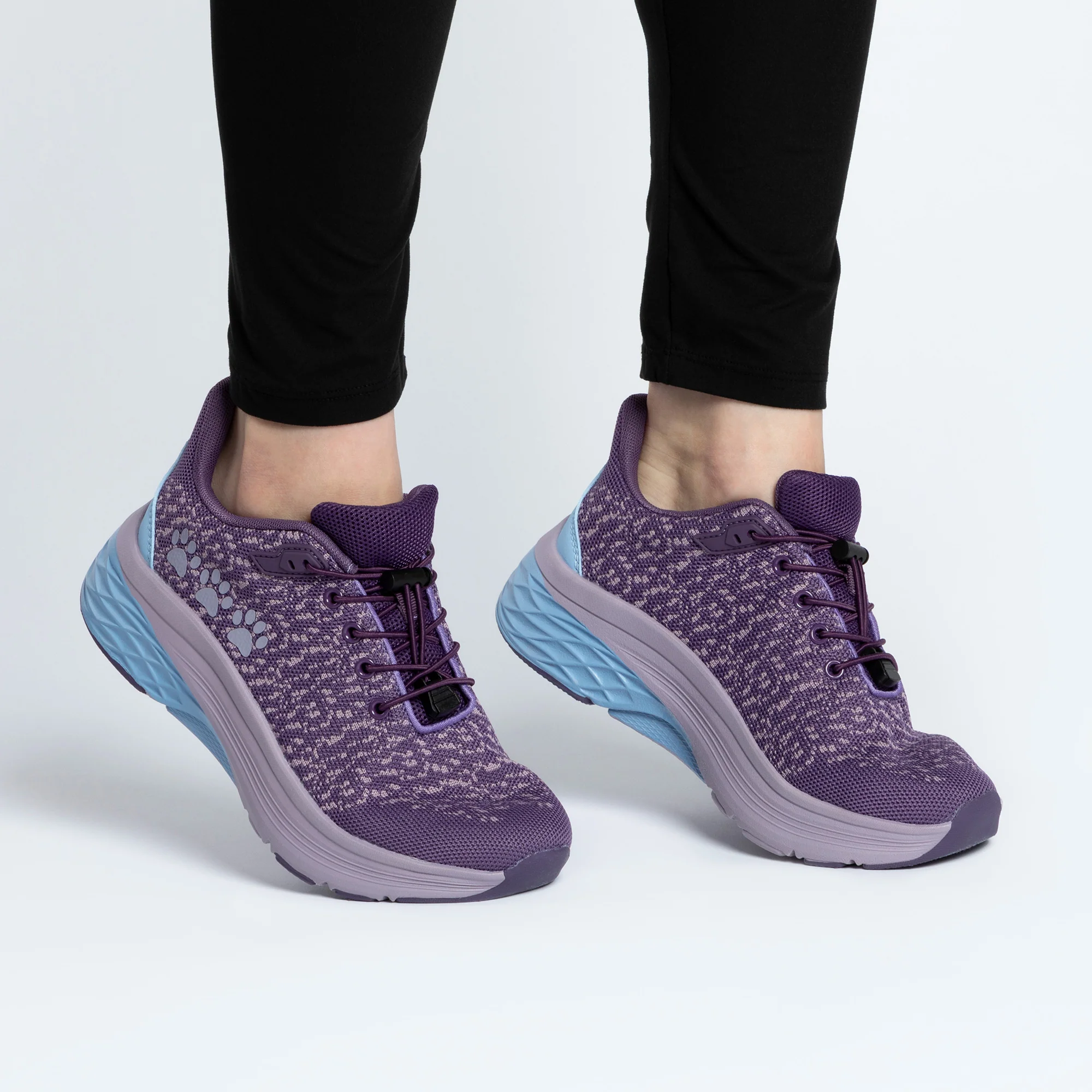 Paw Print Cushioned Walking Shoes with Bungee Laces - Image 3