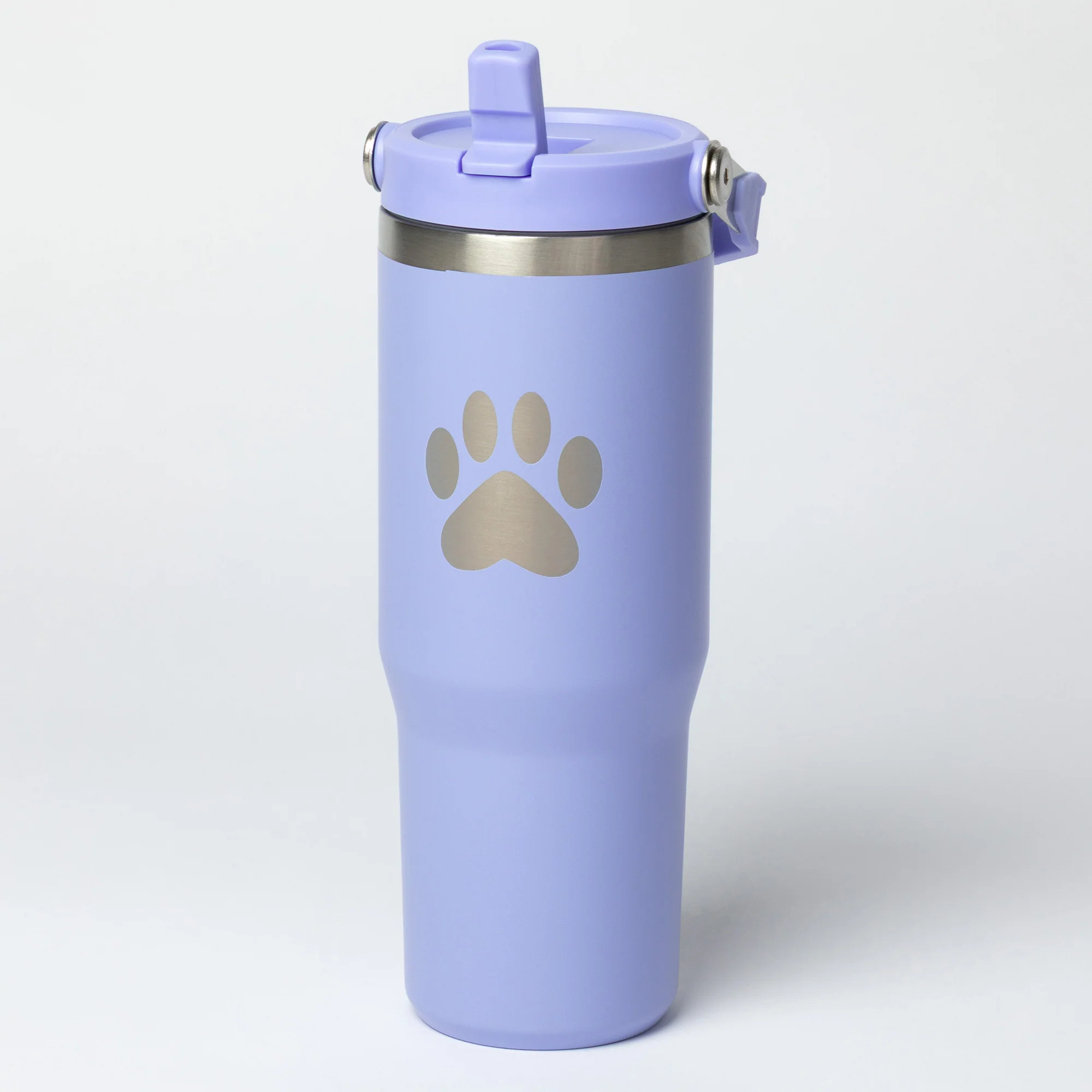 Paw Print Stainless Steel Tumbler with Flip Straw - 30 oz - Image 38