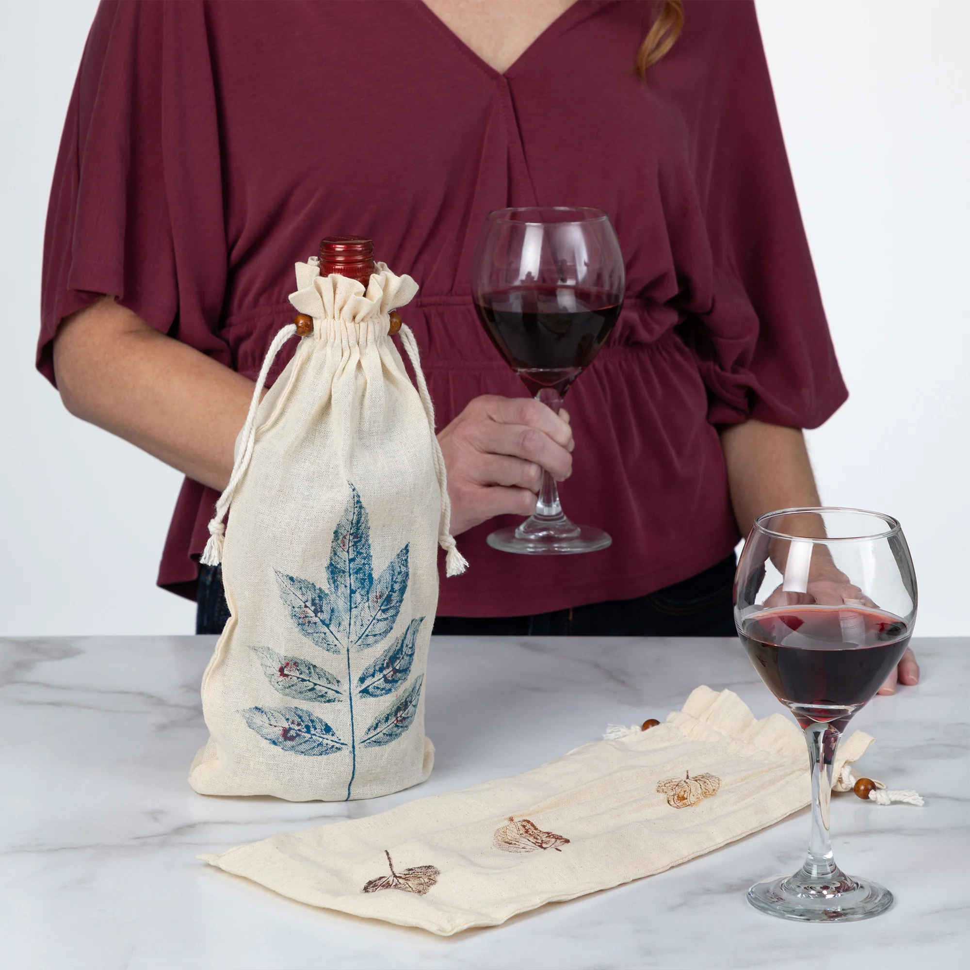 Handmade Cotton Wine Bag - Set of 2 - Image 2