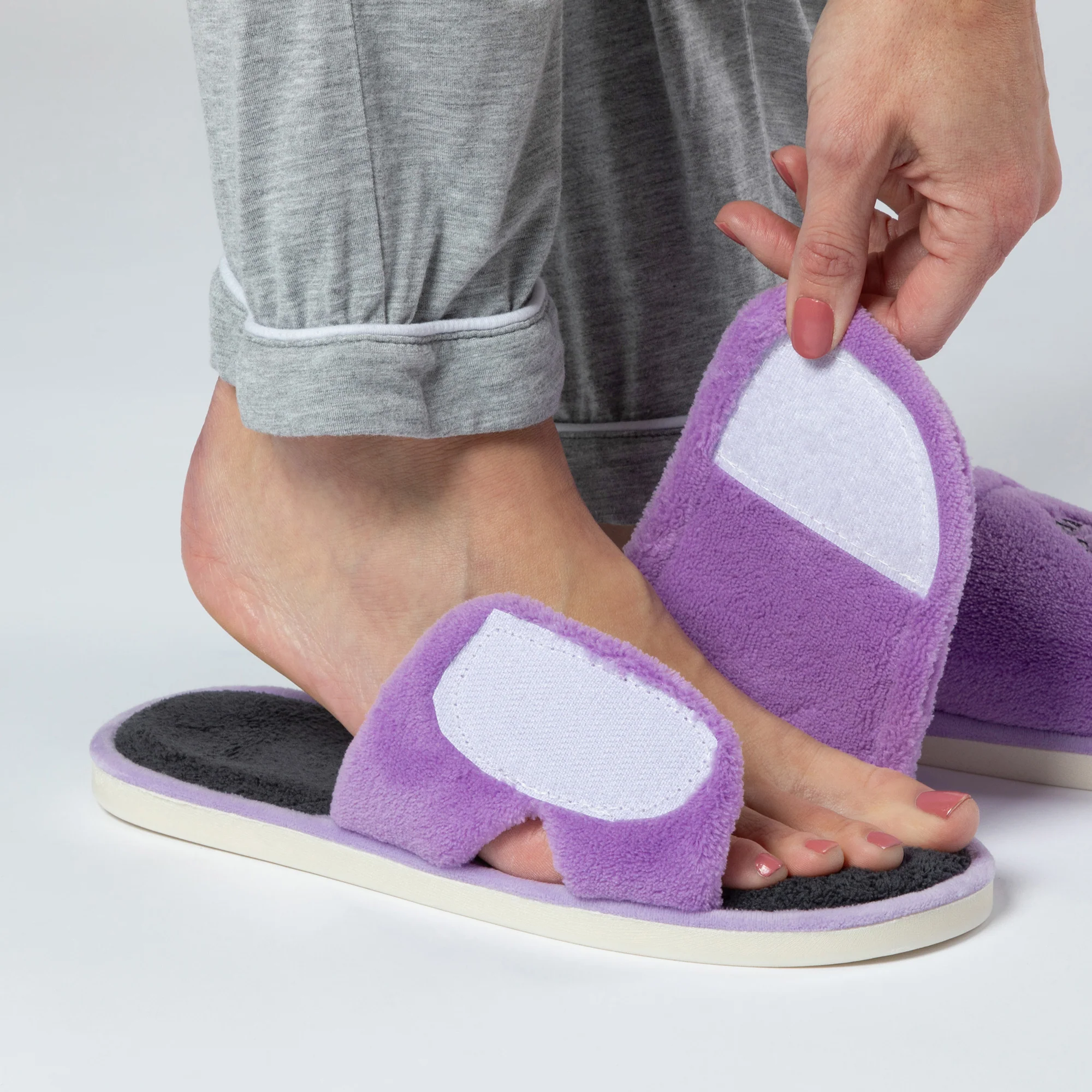 Paw Print Fleece Open Toe Slide Slippers - Image 2