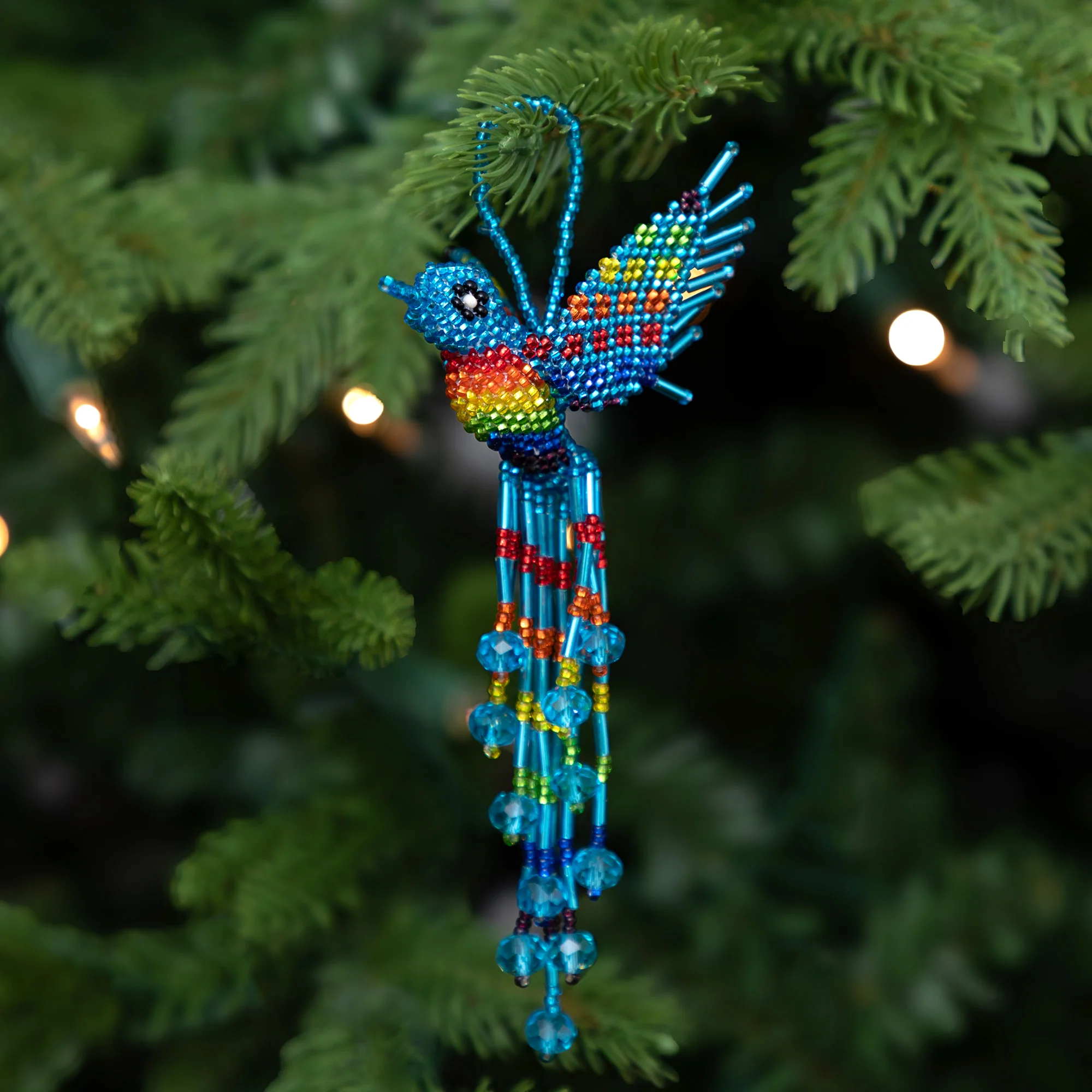 Hand Beaded Guatemalan Hummingbird Ornament - Image 10