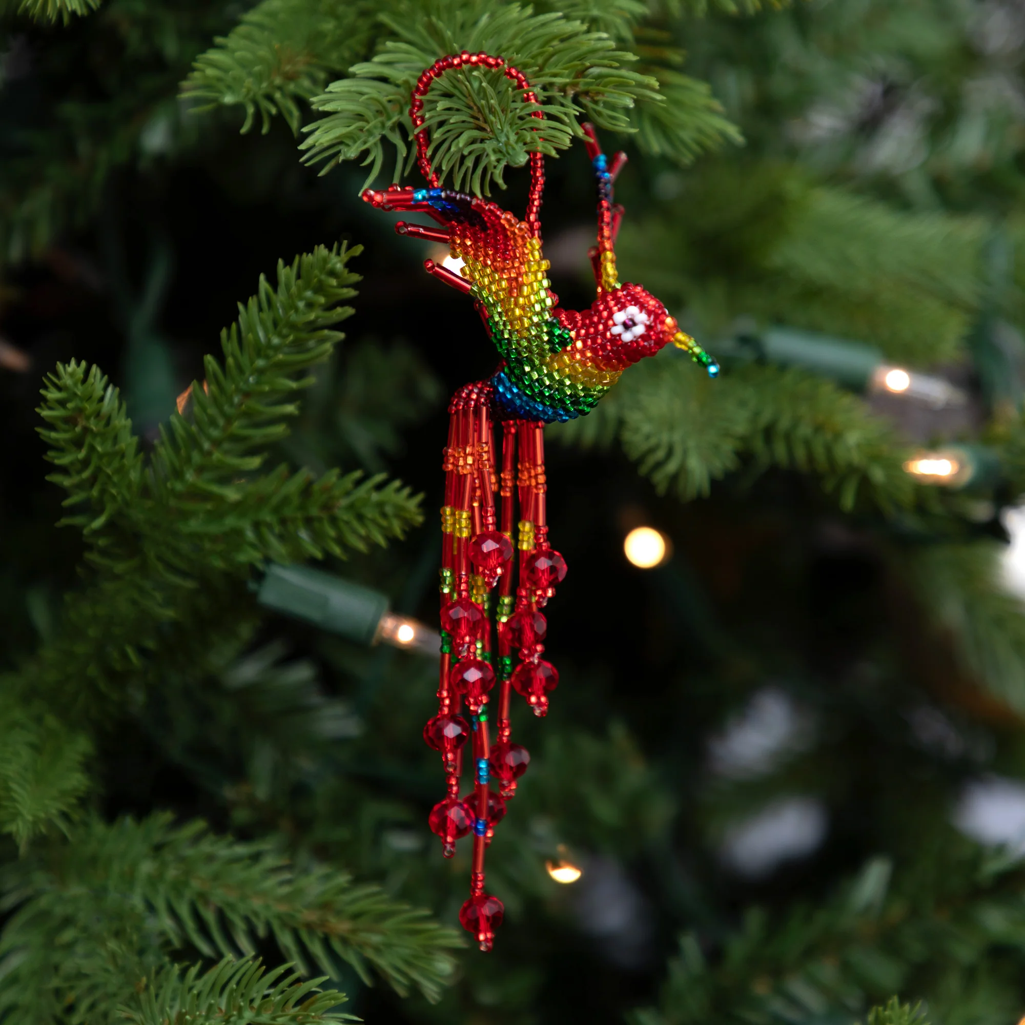 Hand Beaded Guatemalan Hummingbird Ornament - Image 2