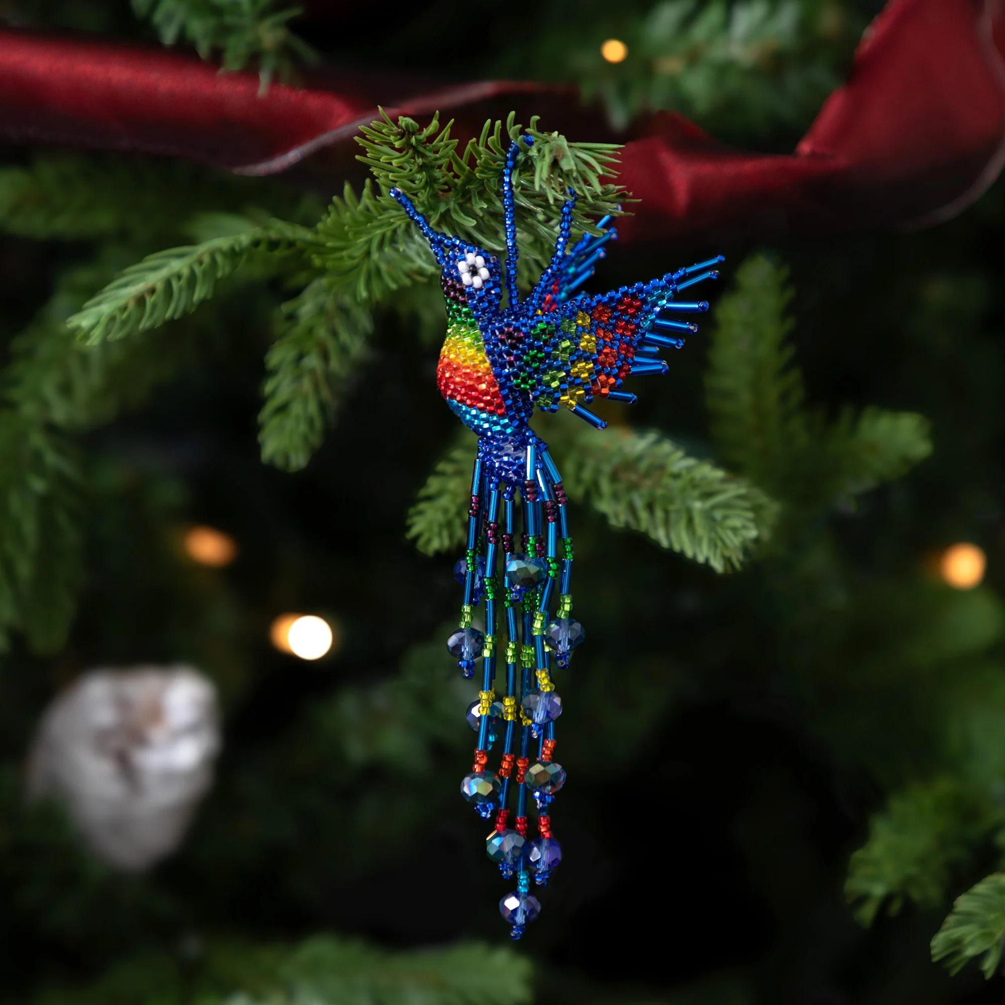 Hand Beaded Guatemalan Hummingbird Ornament - Image 6