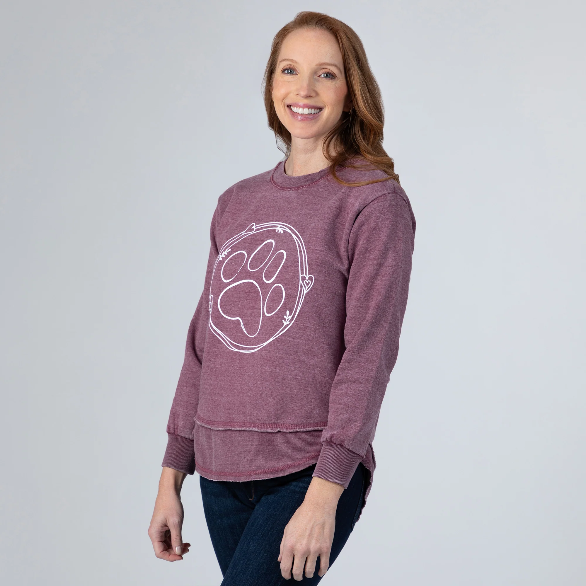 Paw & Hearts Hi-Low Burnout Crew Sweatshirt - Image 18