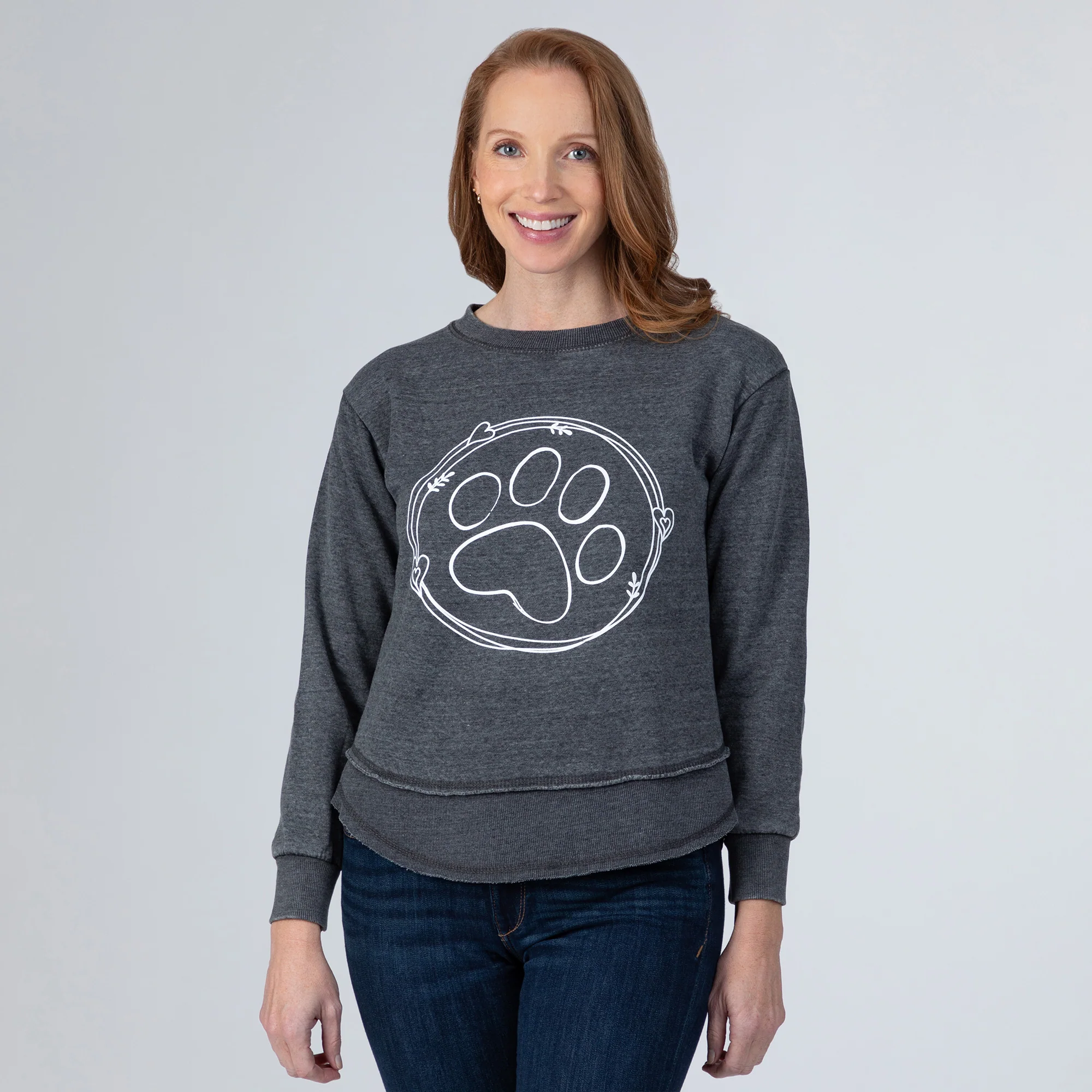 Paw & Hearts Hi-Low Burnout Crew Sweatshirt - Image 9
