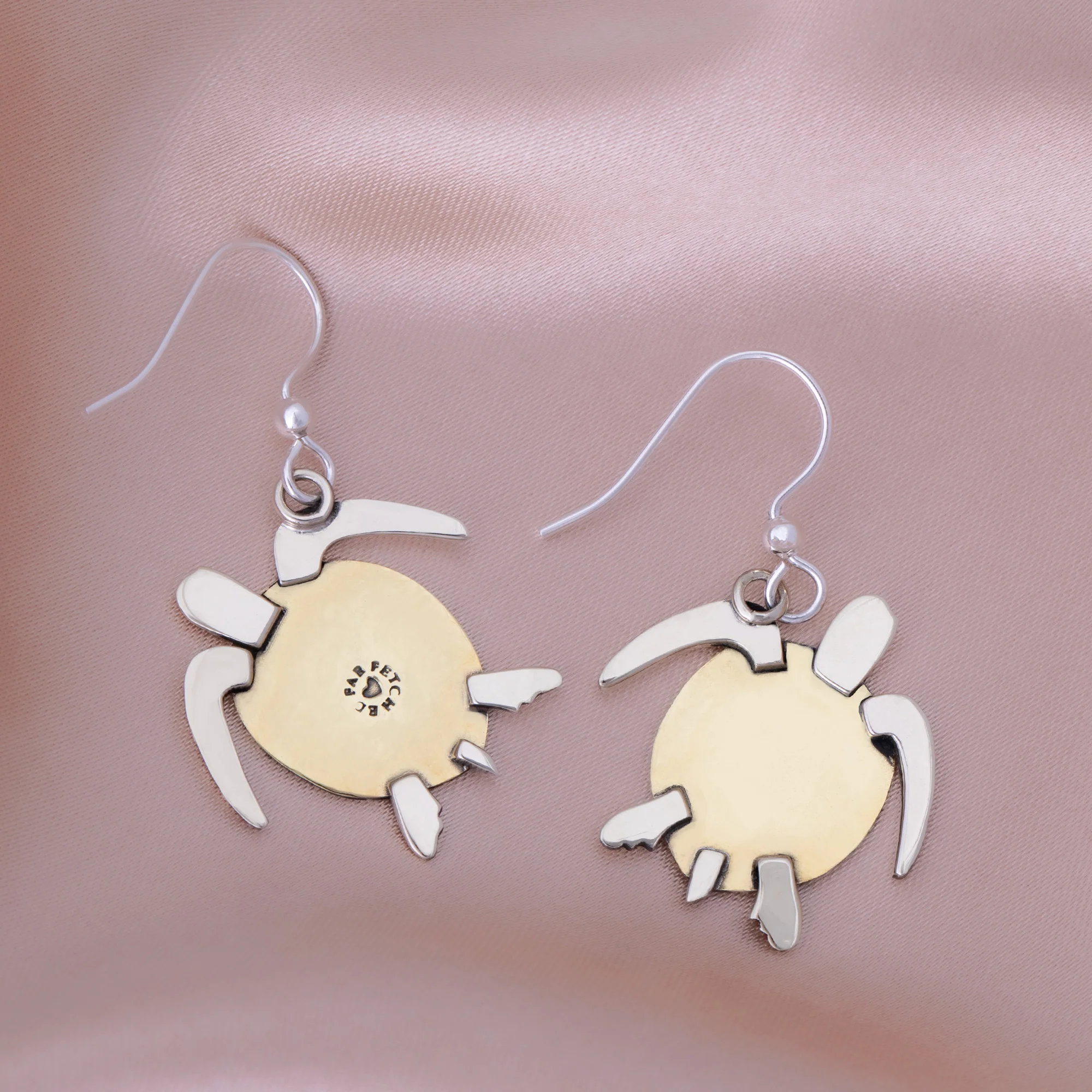 Sweet Sea Turtle Mixed Metal Earrings - Image 3