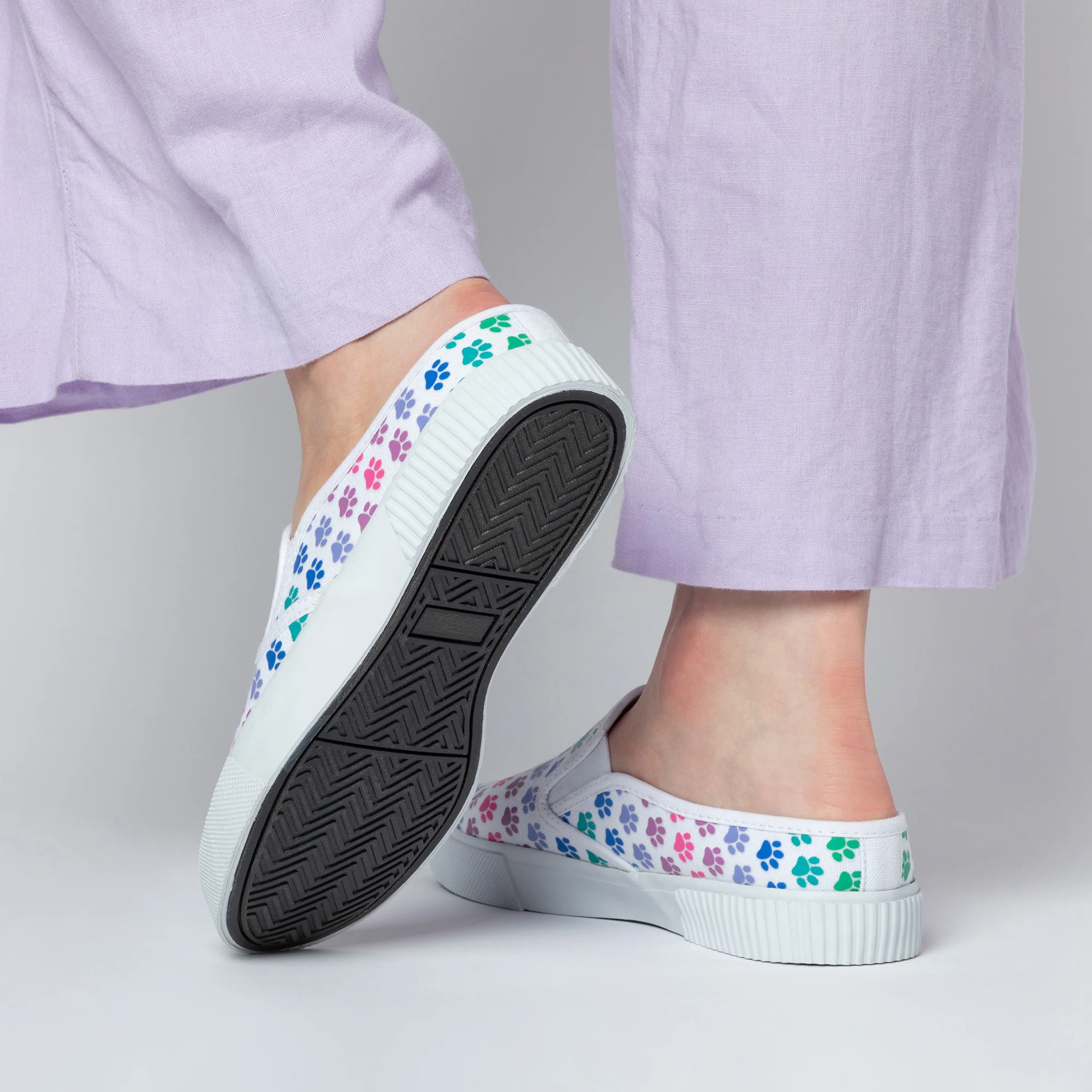 Paw Print Low-Back Slip-On Canvas Shoes - Image 2