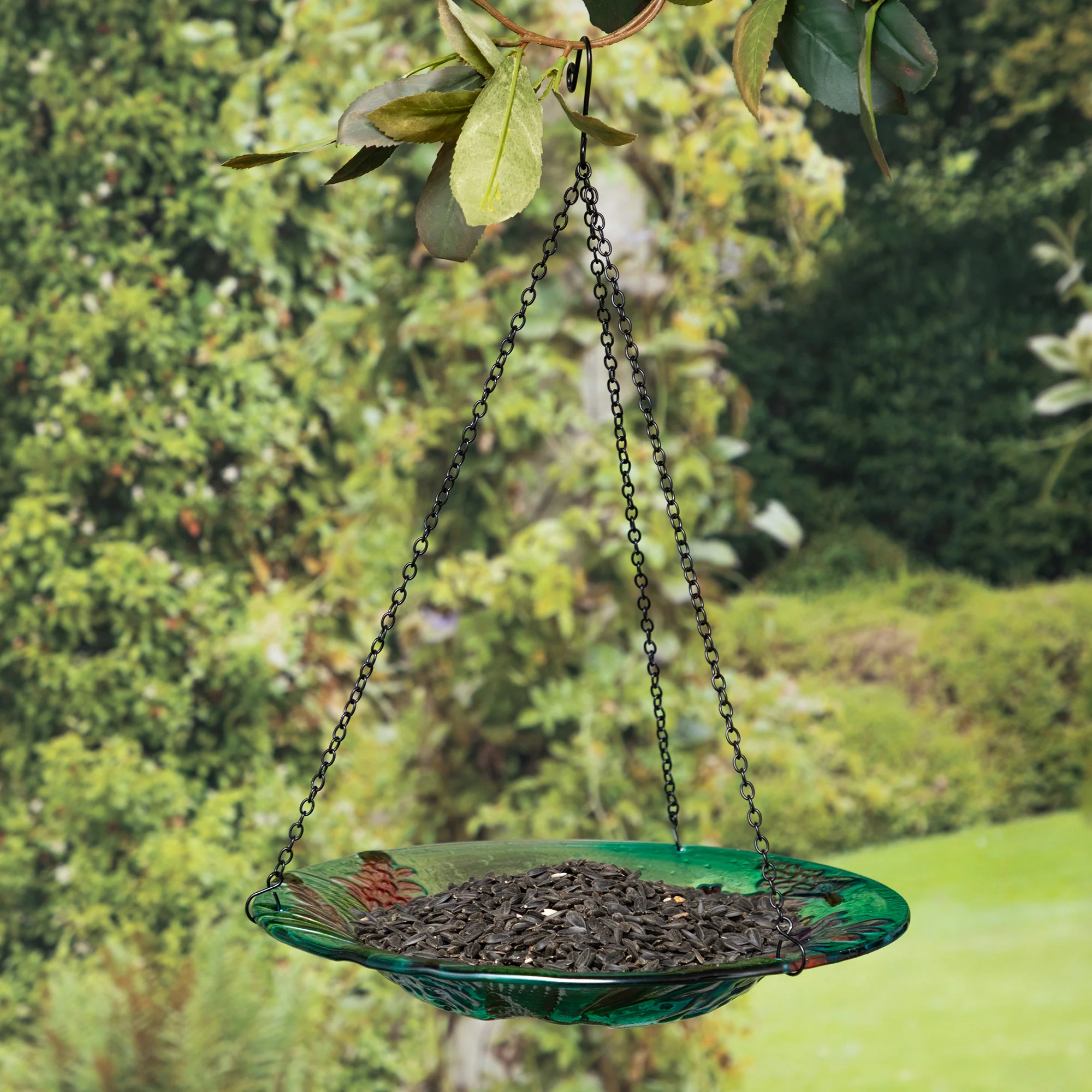 Colorful Glass Hanging Bird Bath & Feeder - Image 8