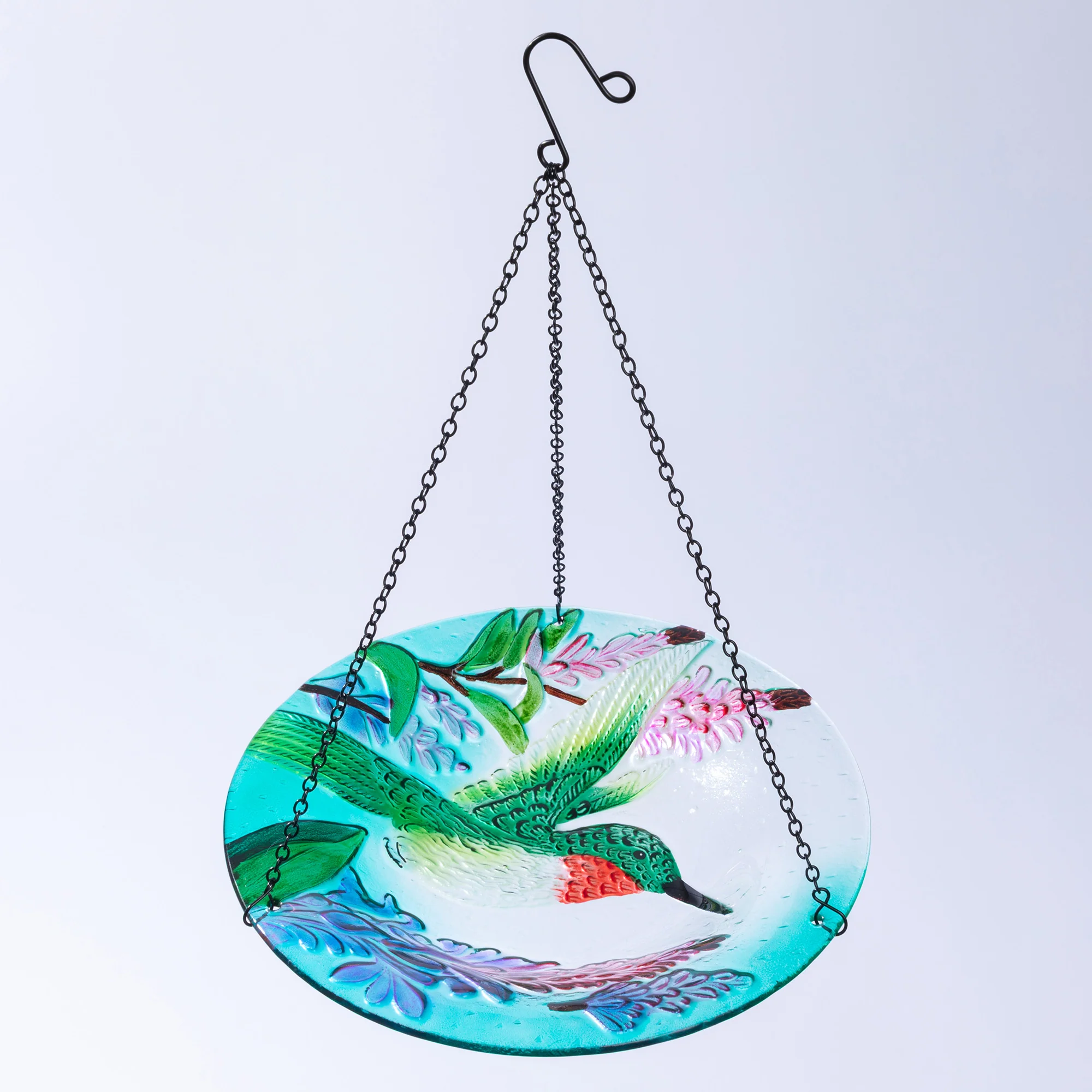 Colorful Glass Hanging Bird Bath & Feeder - Image 9