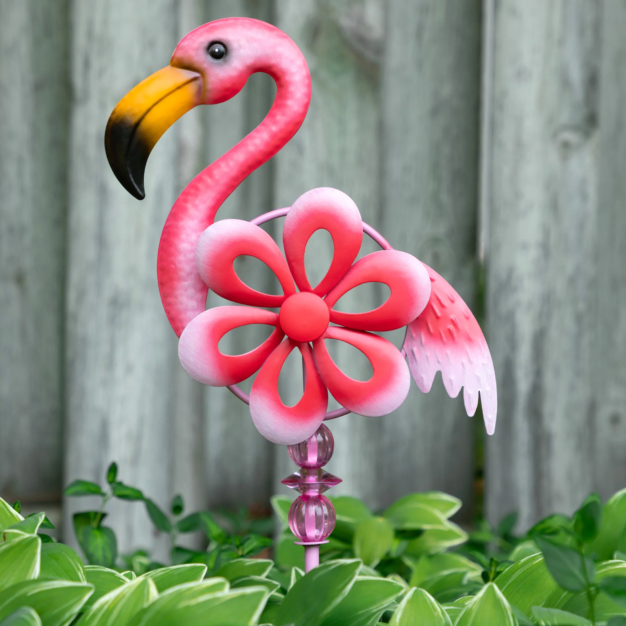 Pretty in Pink Spinning Flamingo Garden Stake - Image 2