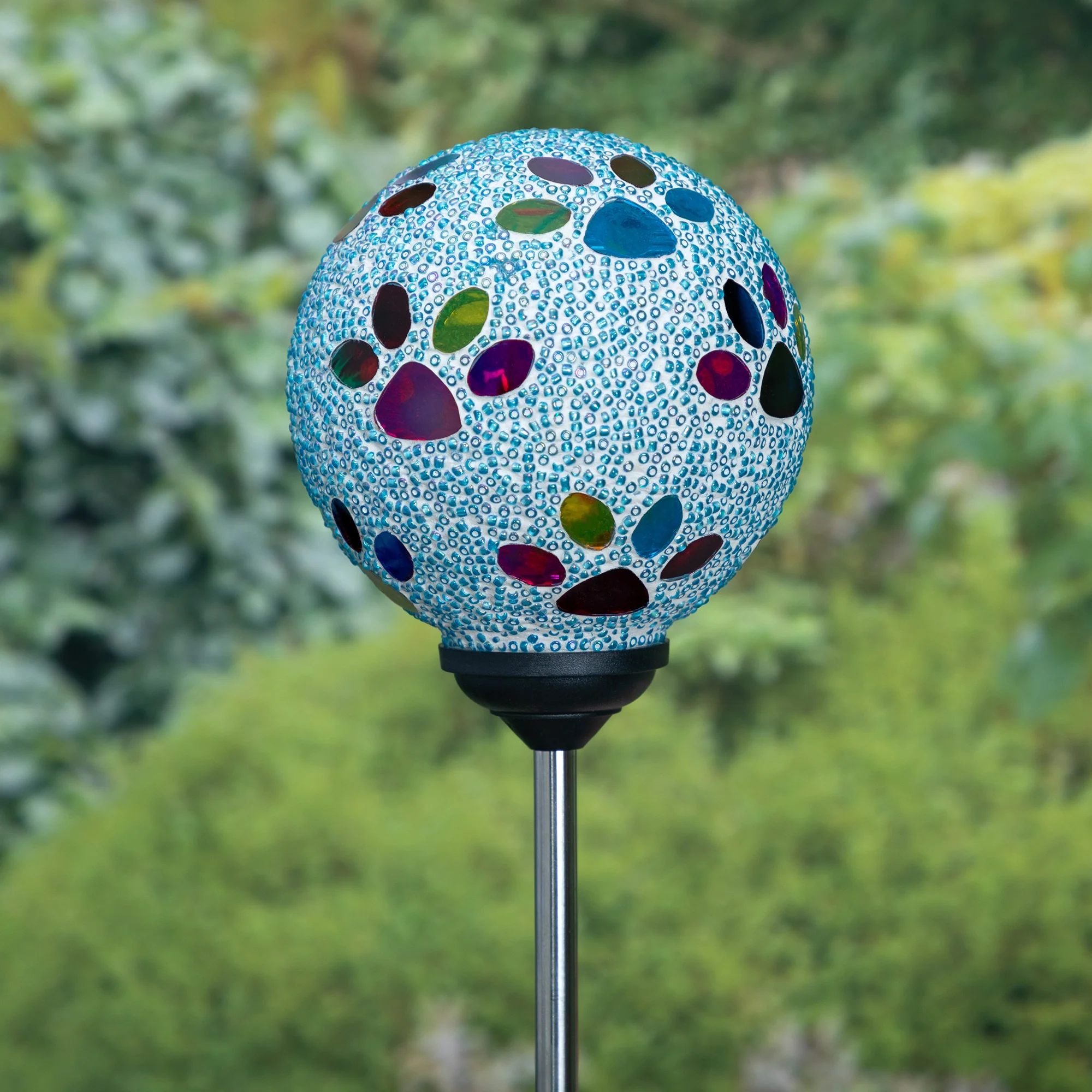 Multicolor Paws Beaded Solar Garden Stake - Image 10