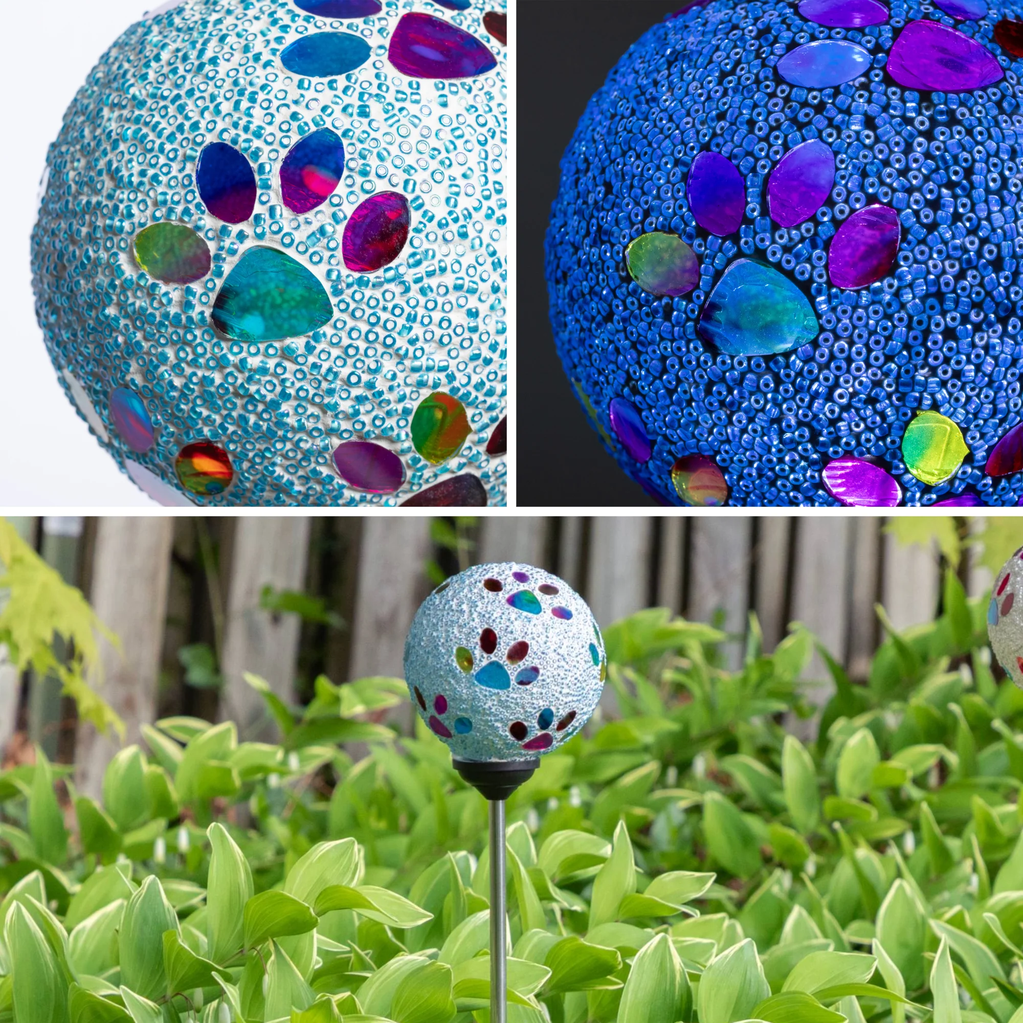 Multicolor Paws Beaded Solar Garden Stake - Image 11