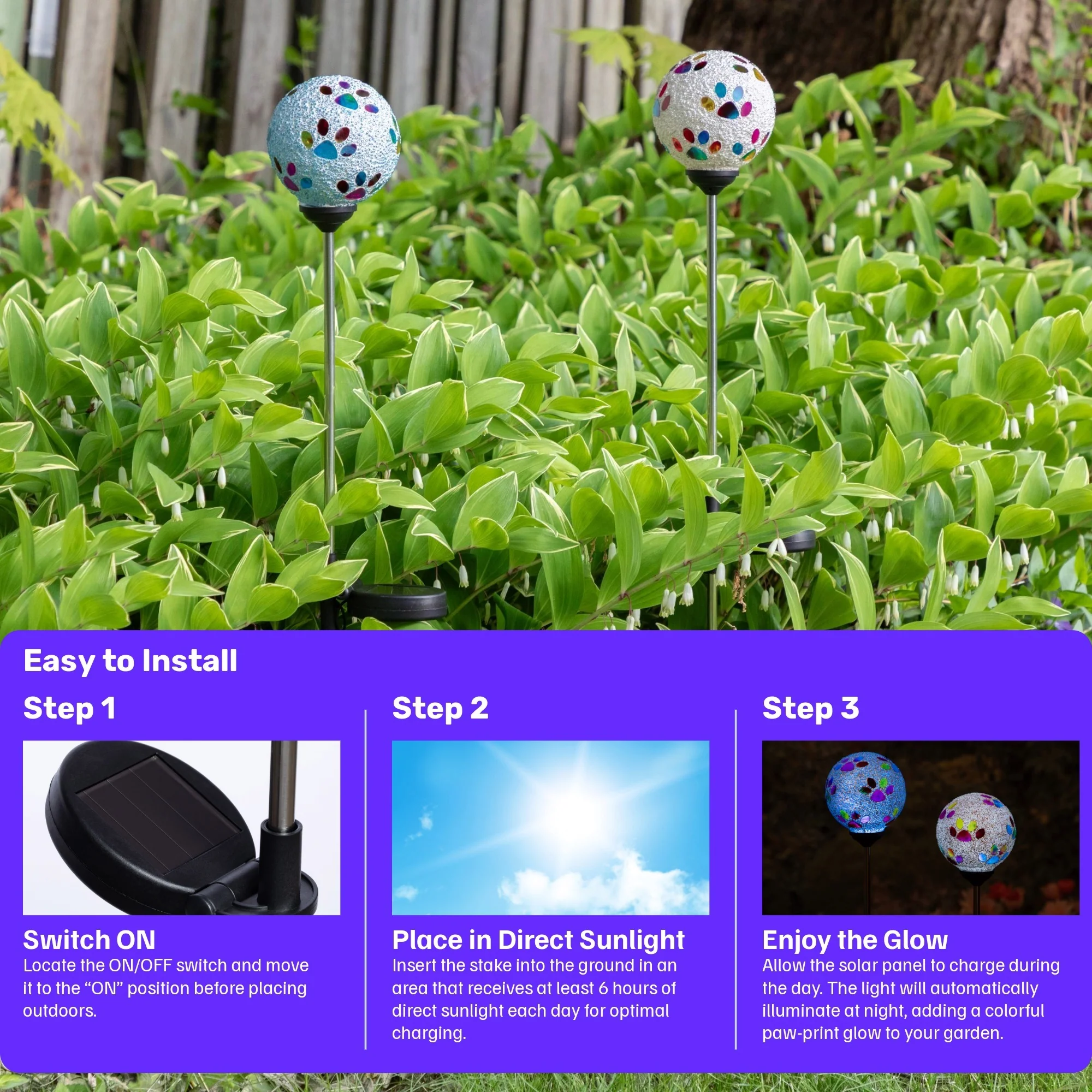 Multicolor Paws Beaded Solar Garden Stake - Image 17