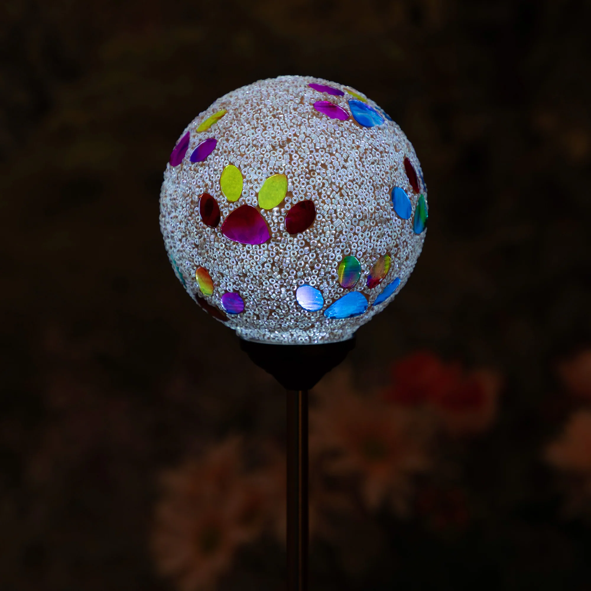 Multicolor Paws Beaded Solar Garden Stake - Image 5