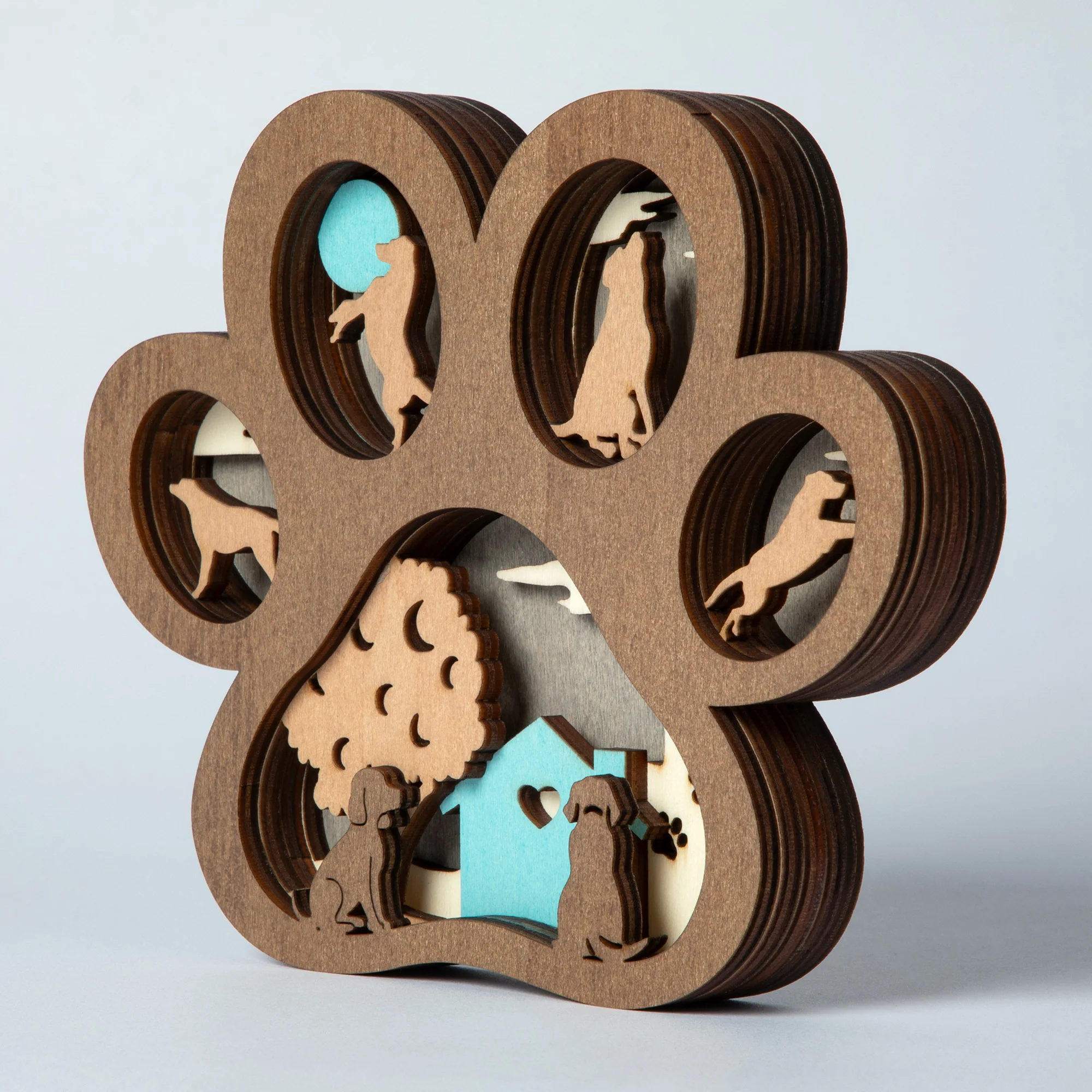 Baltic Basswood Paw Print Shelf Sitter - Image 4