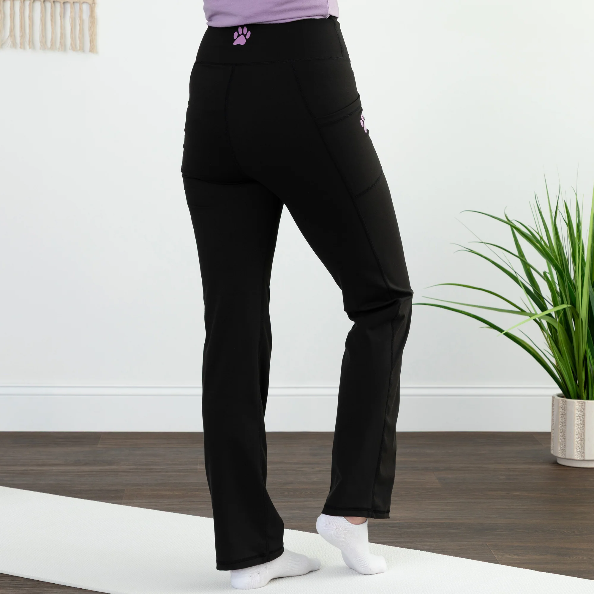Paw Print Crossover Waist Yoga Pants with Pockets - Image 16