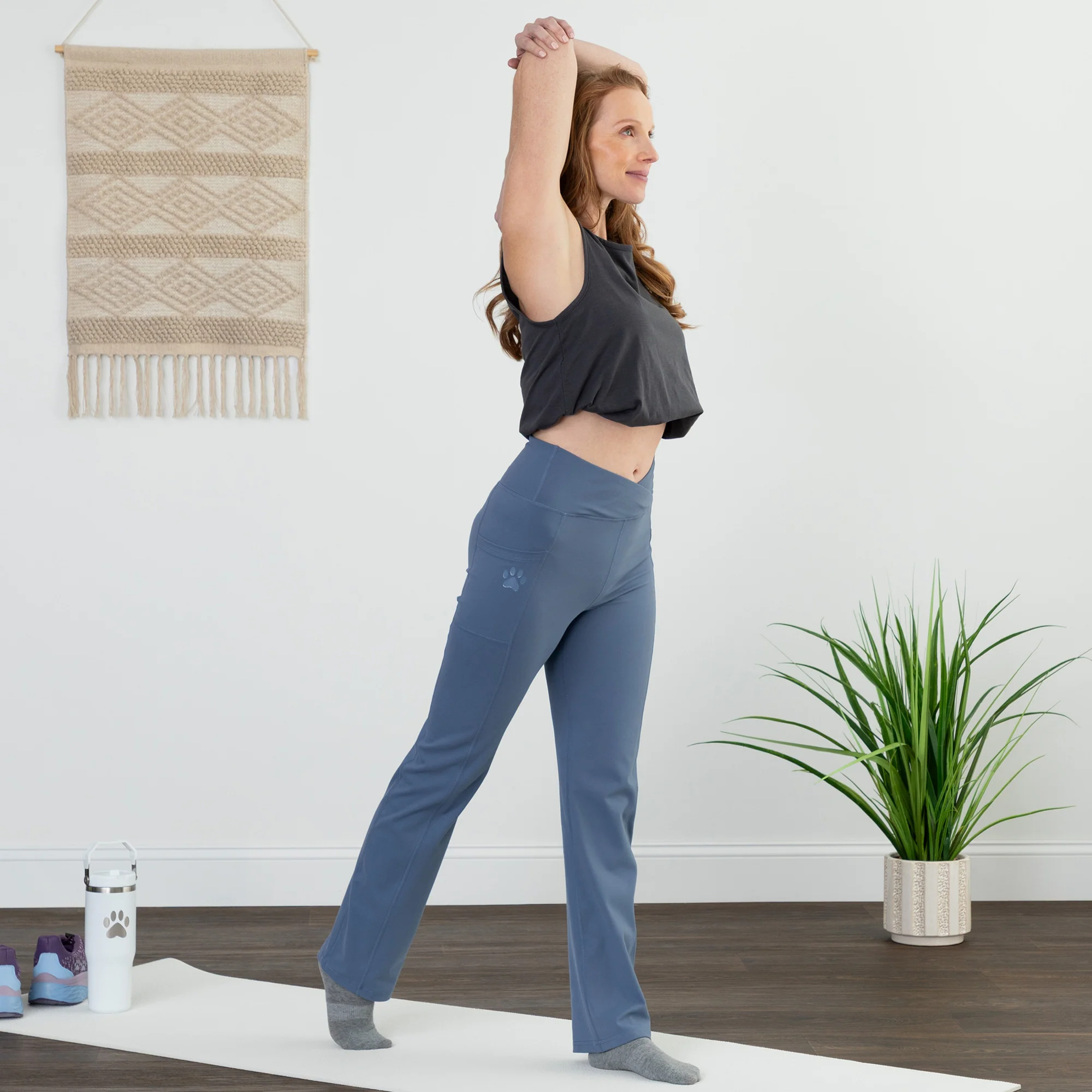 Paw Print Crossover Waist Yoga Pants with Pockets - Image 22