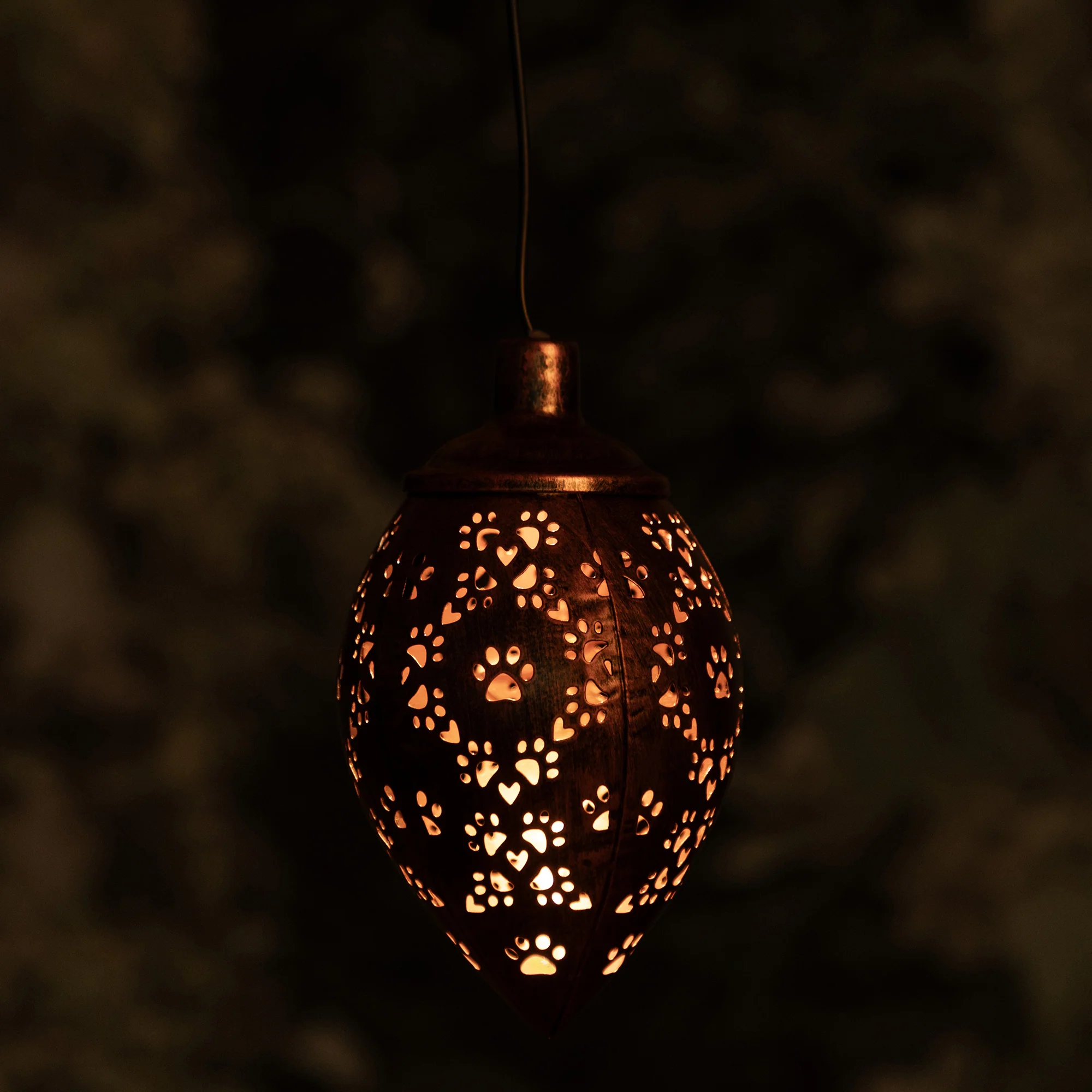 Paws & Hearts Bronze Cutout Hanging Metal Solar Lantern - Image 7