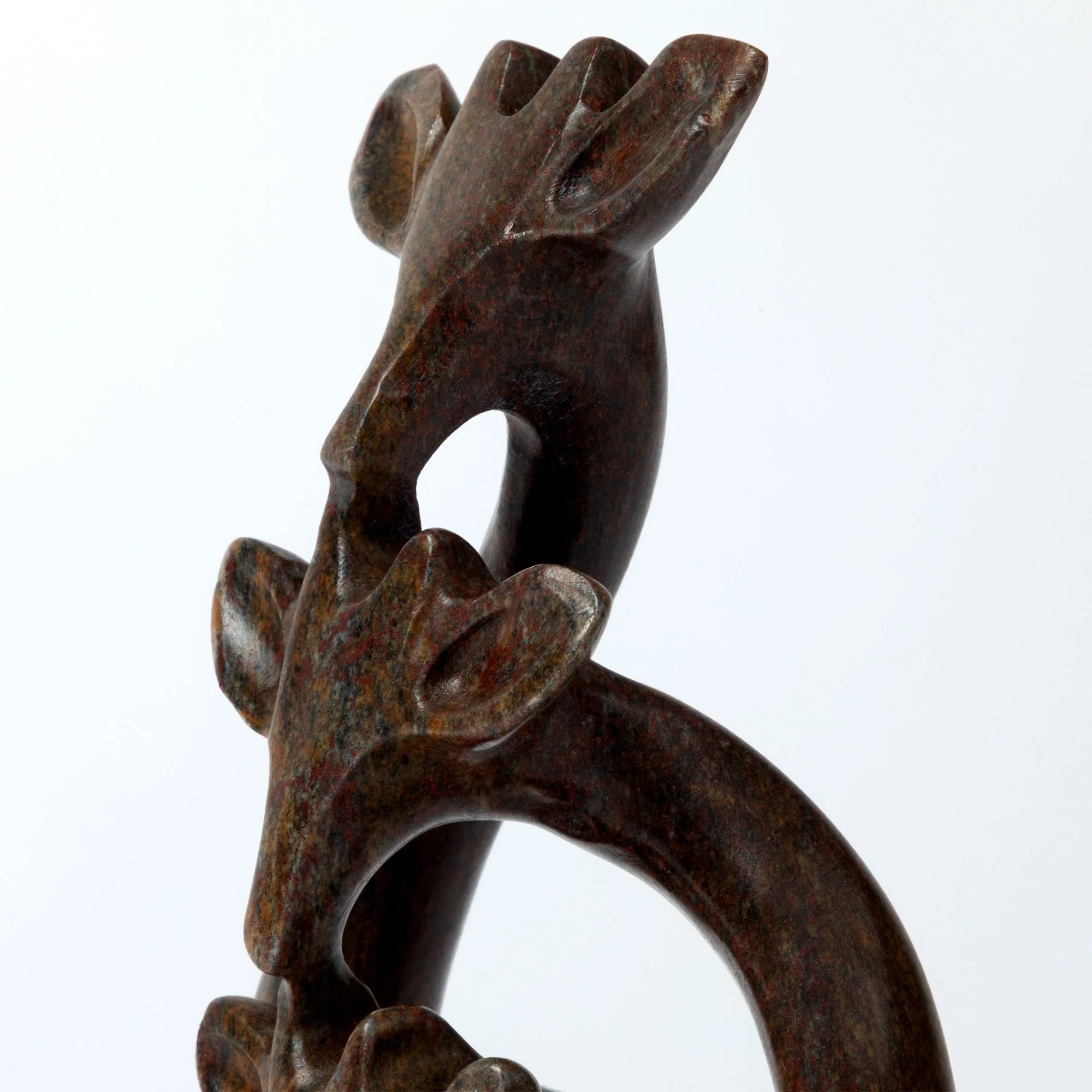 Hand-Carved Serpentine Stone Giraffe Family - Image 2
