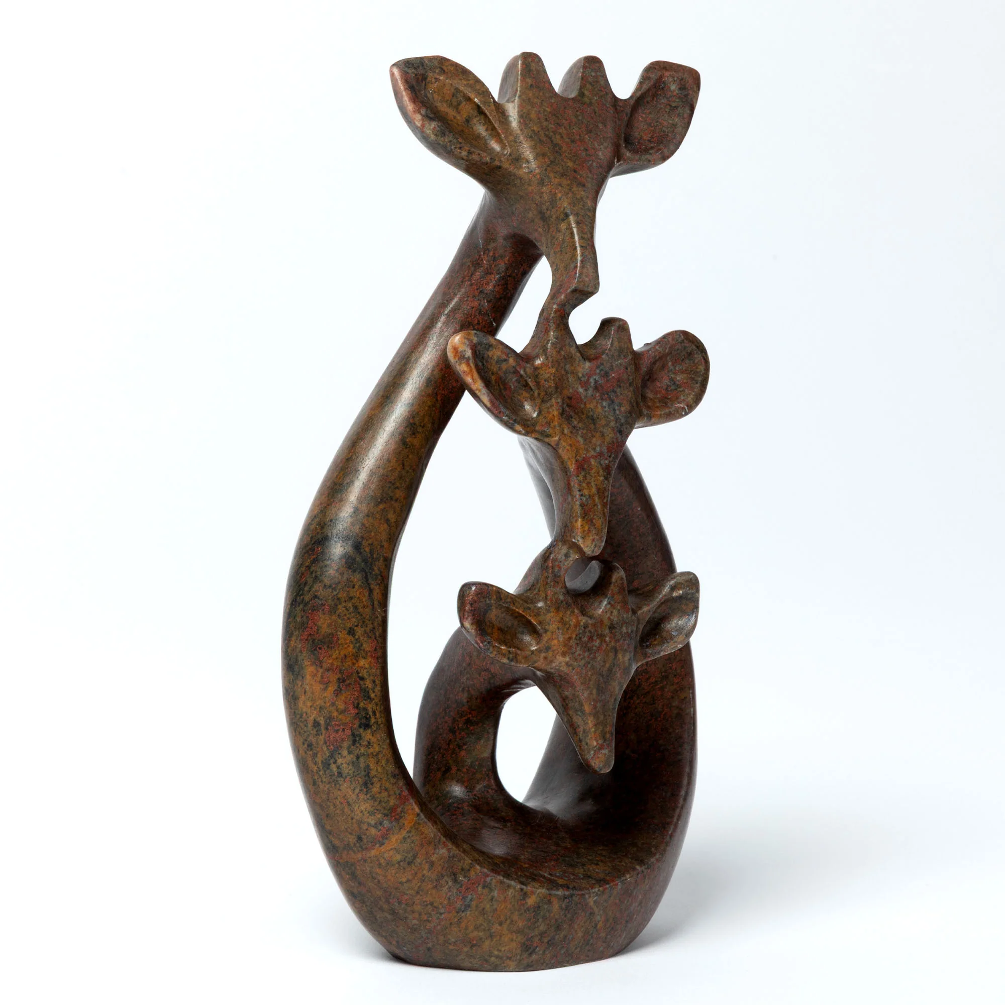 Hand-Carved Serpentine Stone Giraffe Family - Image 3