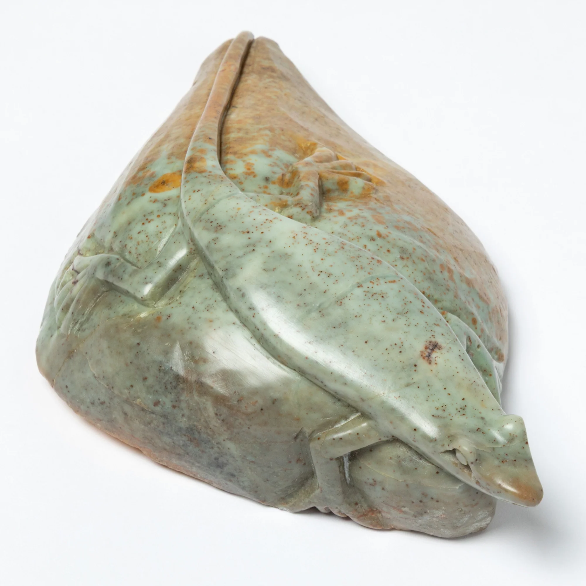 Hand-Carved Lizard on Serpentine Stone Figurine - Image 8