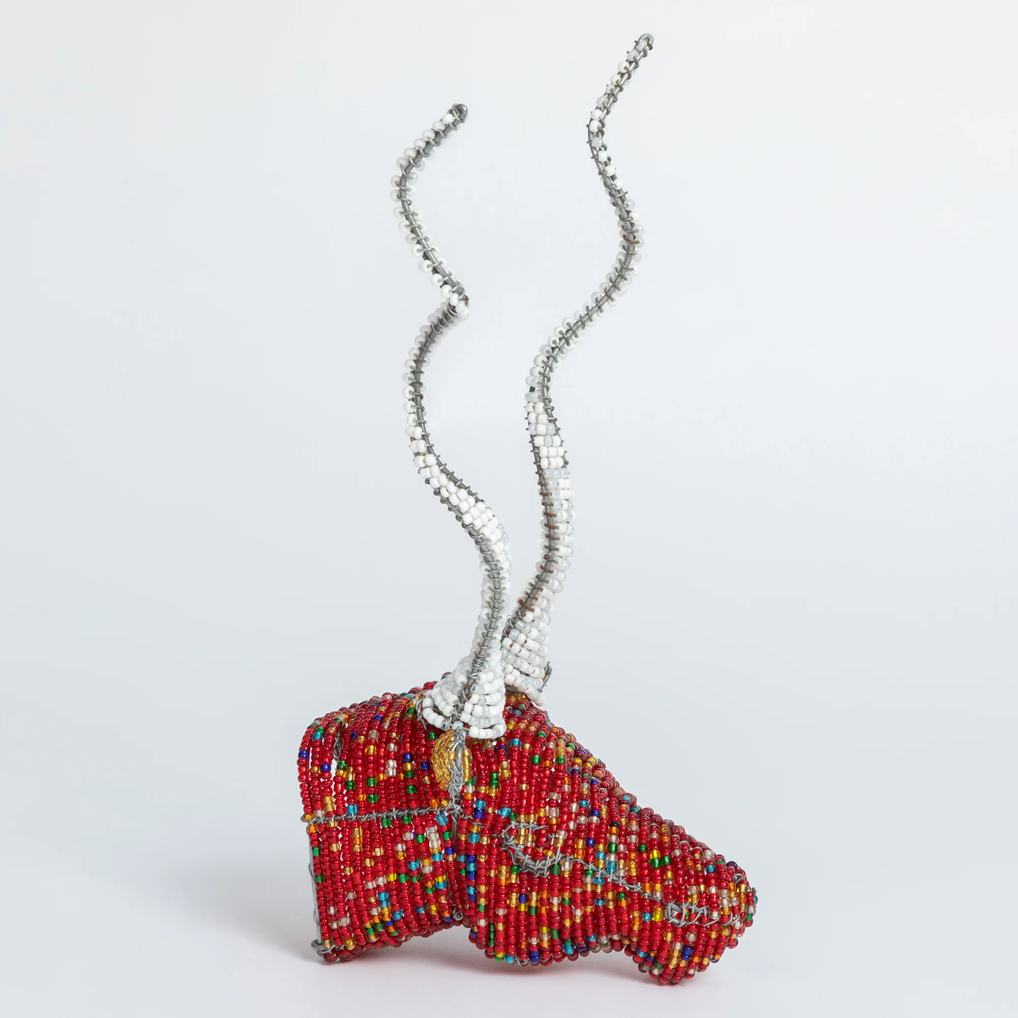Hand-Beaded Red Antelope Wall Accent - Image 3