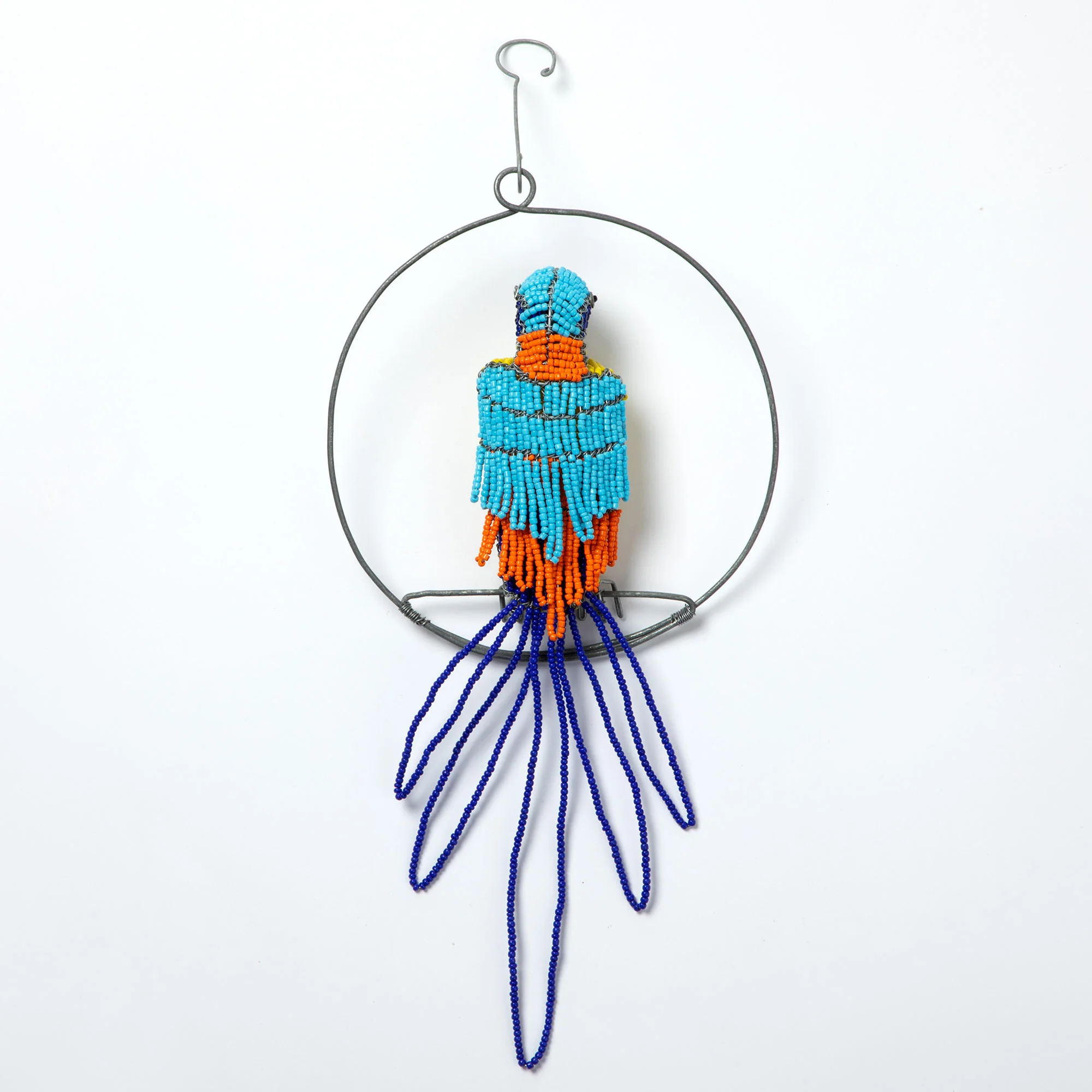 Hand-Beaded Swinging Parrot Decor - Image 4