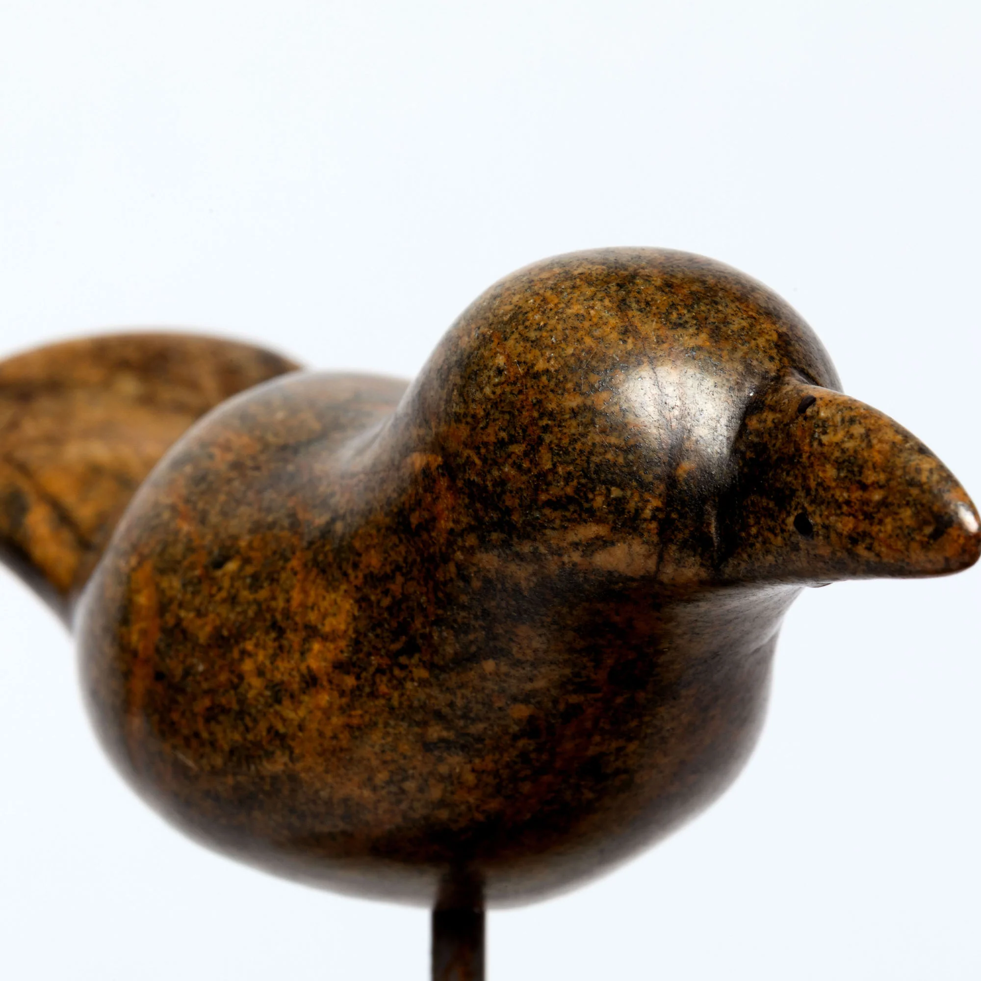 Hand-Carved Serpentine Stone Bird Garden Stake - Image 2