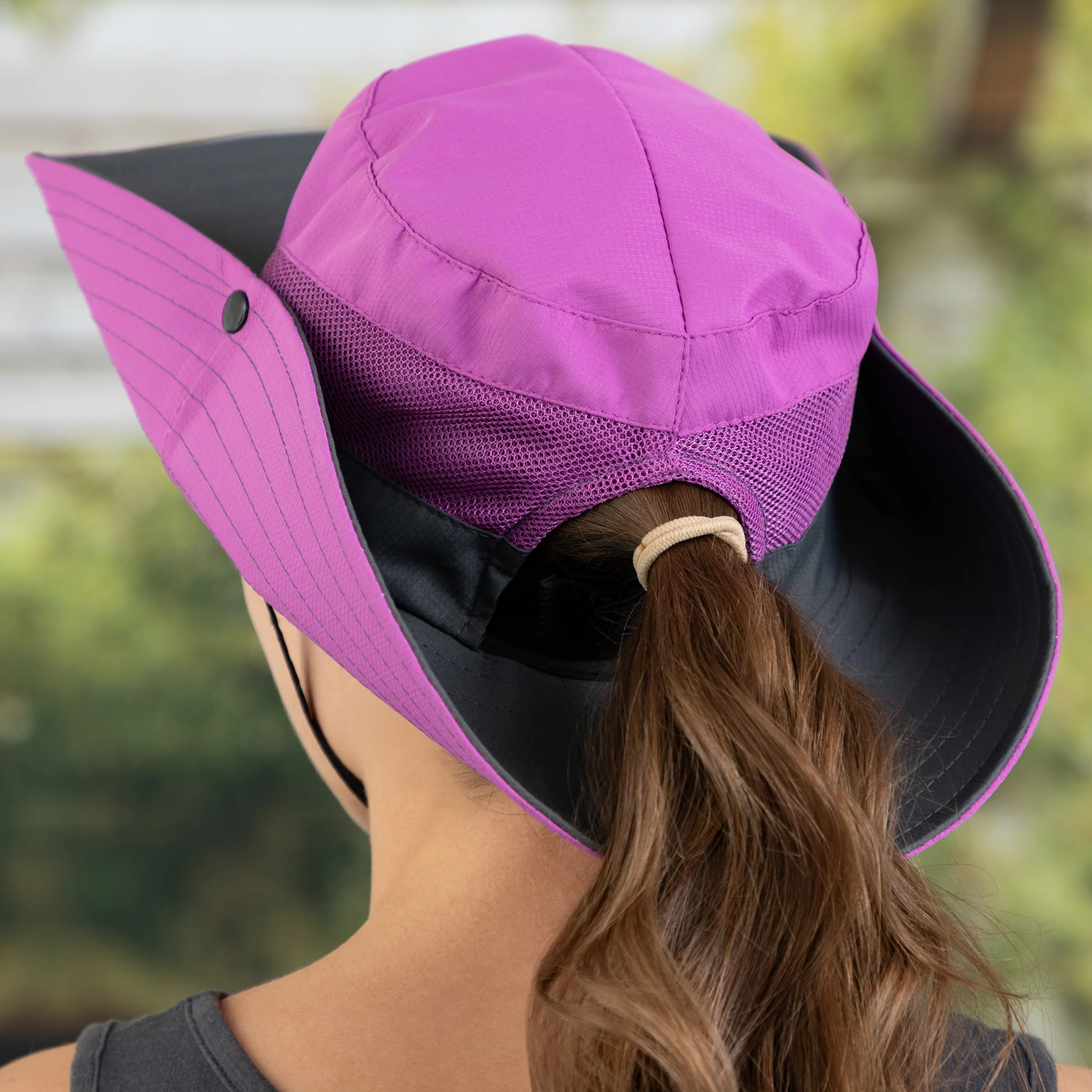 Paw Print Embroidered Breathable Sun Hat With Ponytail Hole - Image 13