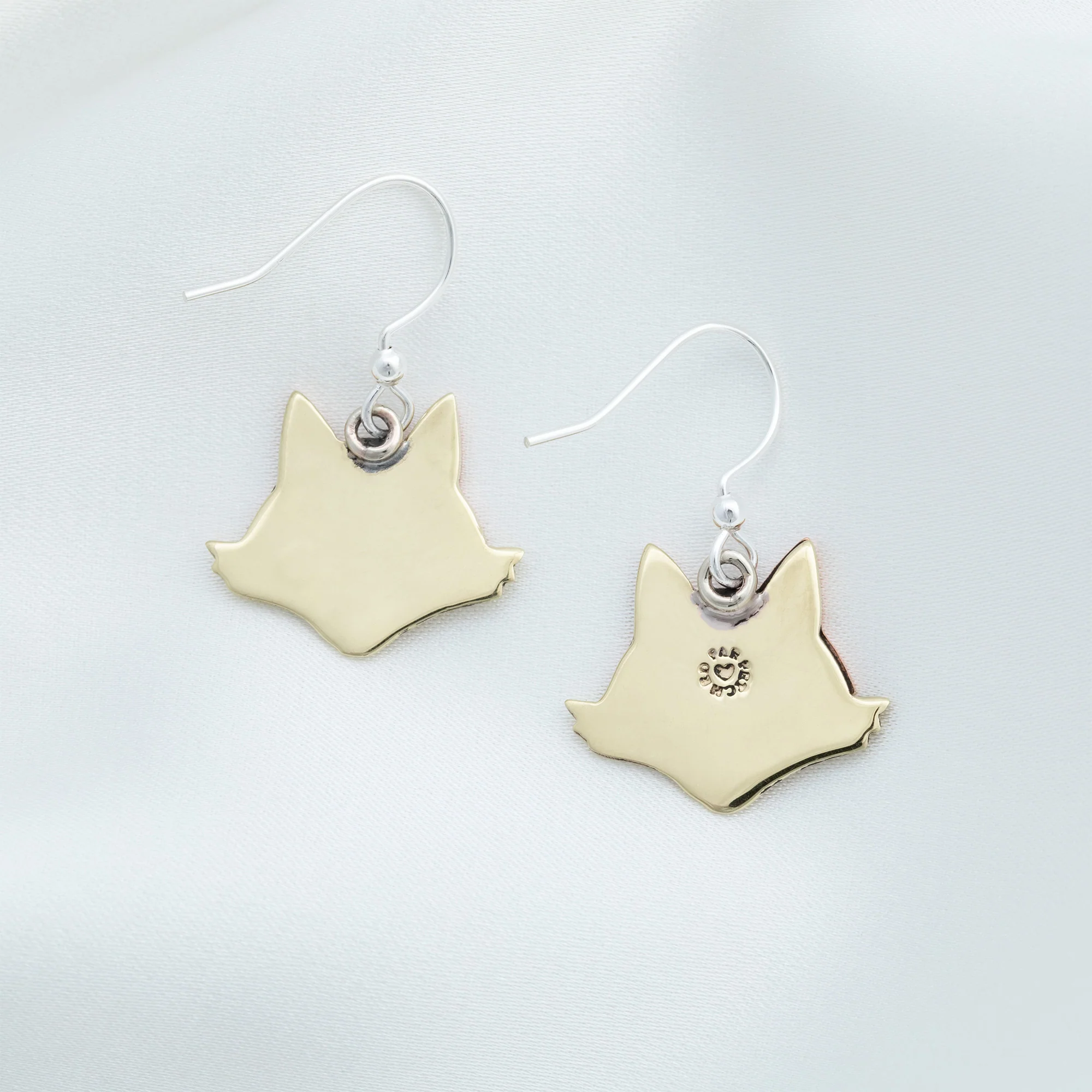 Mixed Metal Cute Foxy Face Earrings - Image 4