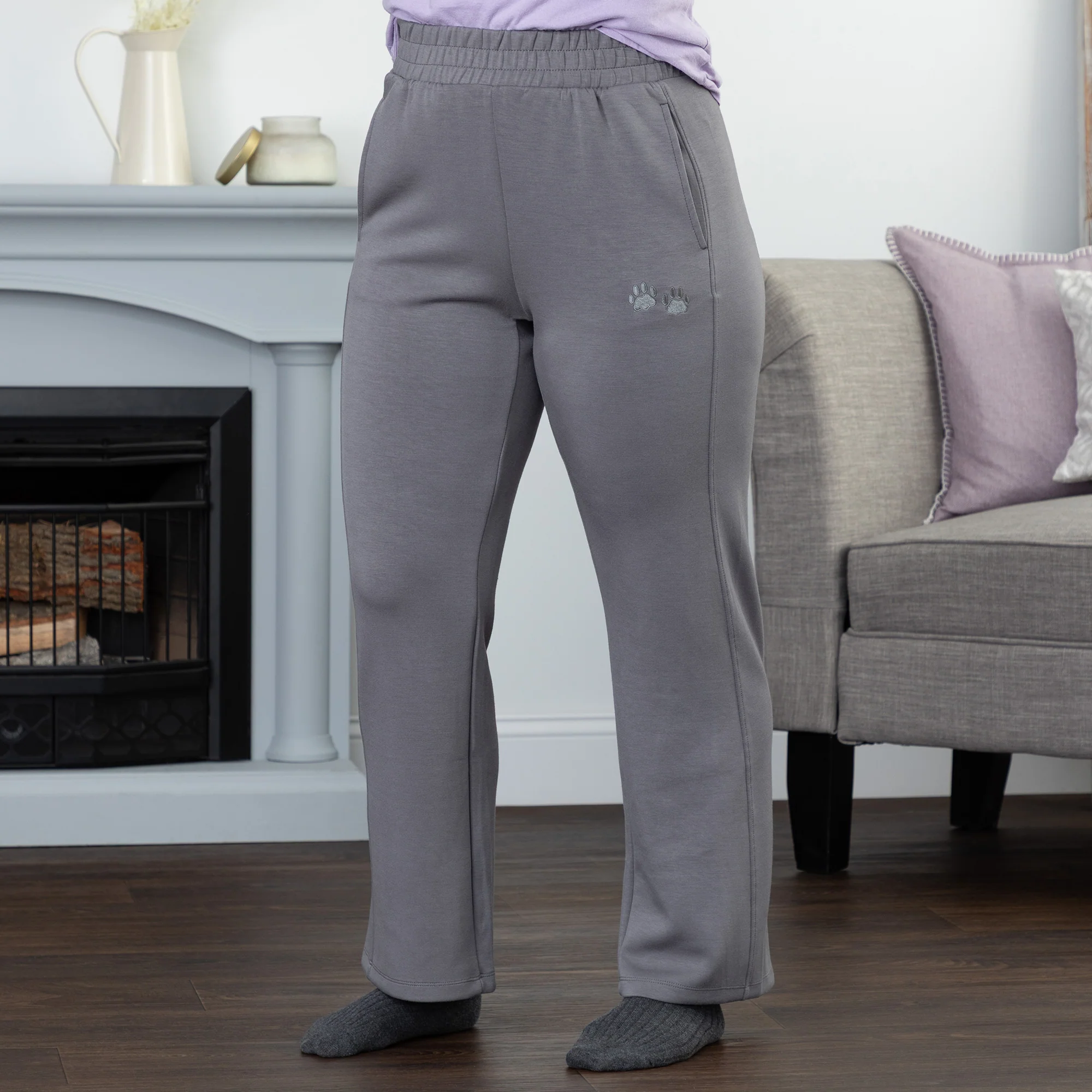 Paw Print Side Panel Flare Pants with Pockets - Image 3