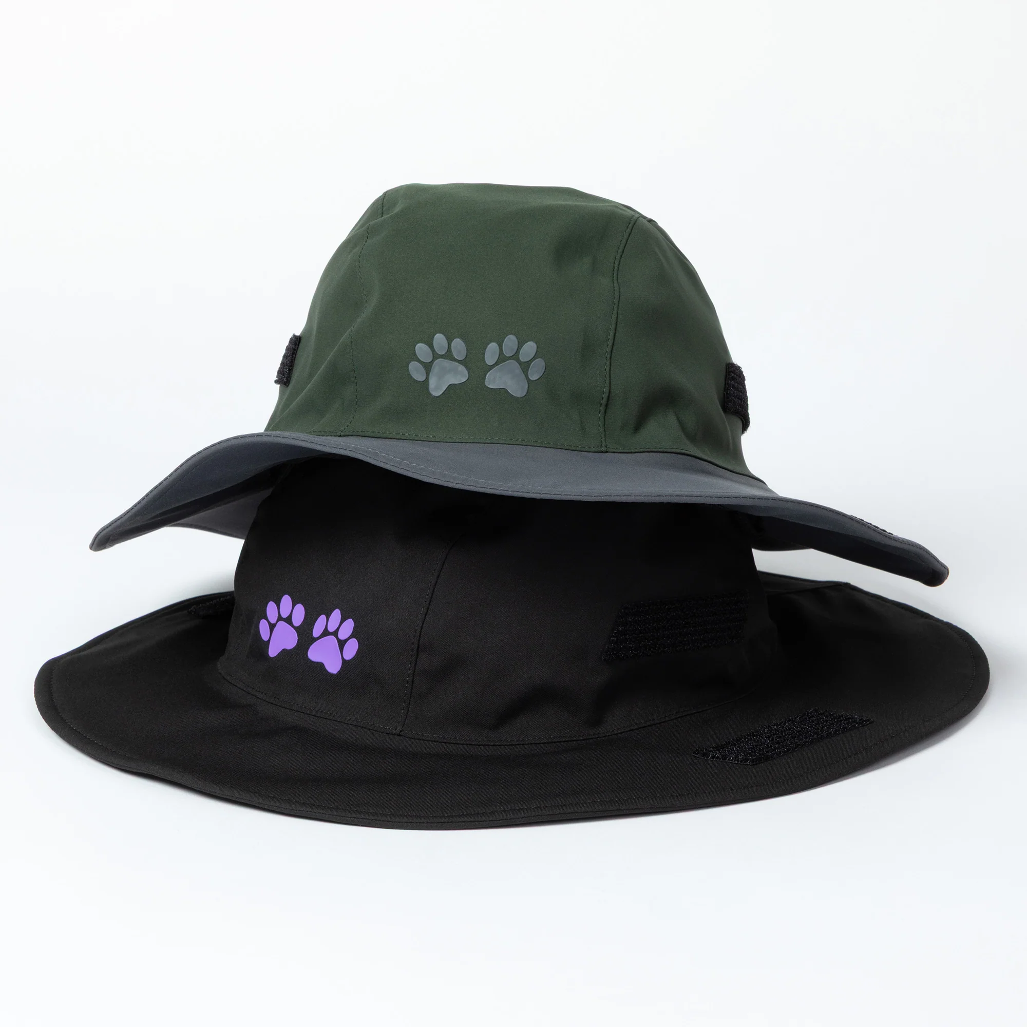 Paw Print UPF 50+ Wide Brim Rain Hat with Adjustable Sides - Image 2