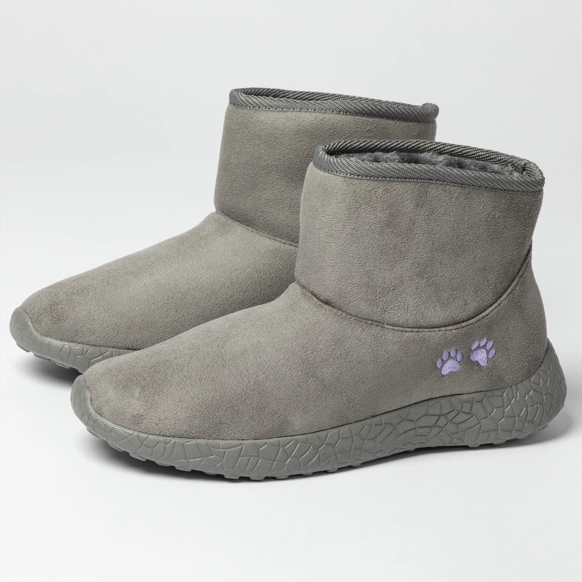 Paw Print Slide-in Lightweight Faux Fur Lined Ankle Boots - Image 18