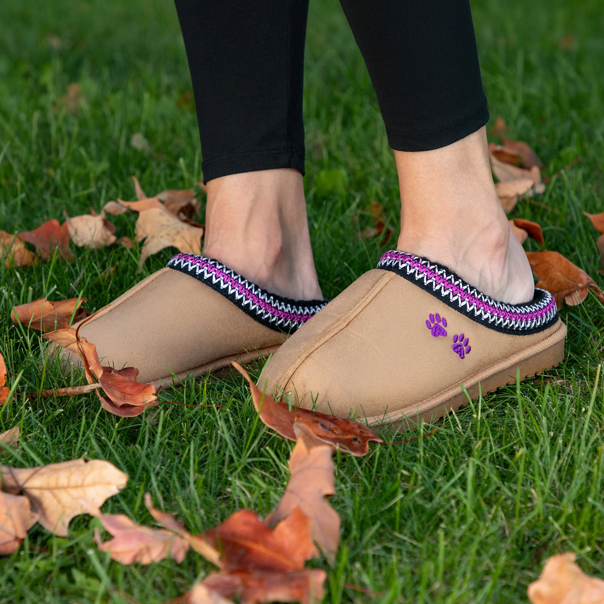 Paw Print Embroidered Indoor/Outdoor Slide-in Slipper Shoes - Image 6