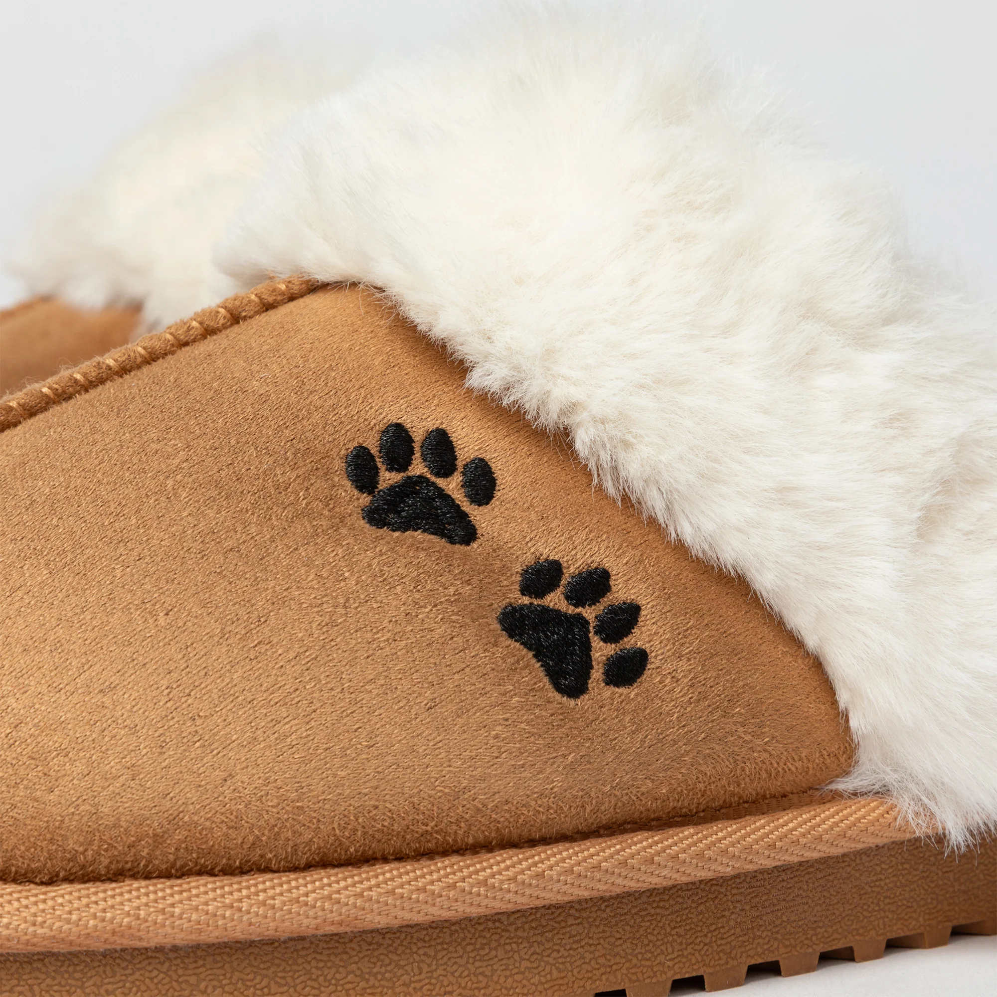 Paw Print Fuzzy Faux Fur-Lined Mule Slippers - Image 4